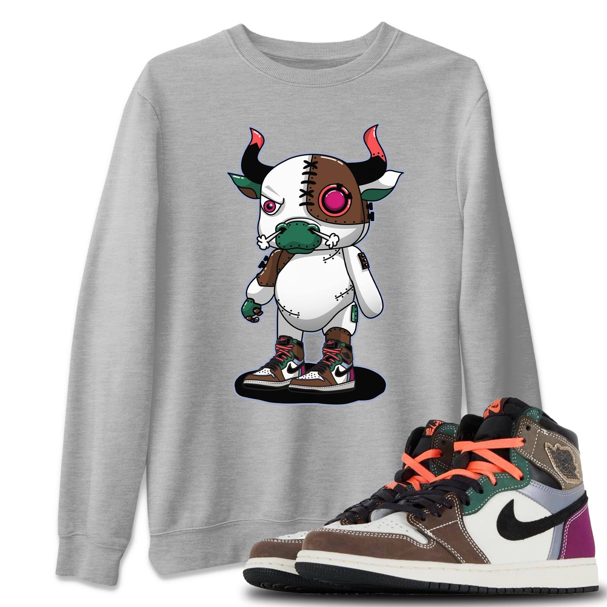 Jordan 1 Hand Crafted Sneaker Matching T-Shirt Cyborg Bull Sneaker Tees Jordan 1 Hand Crafted Sneaker Release Tees Crew Neck Tees