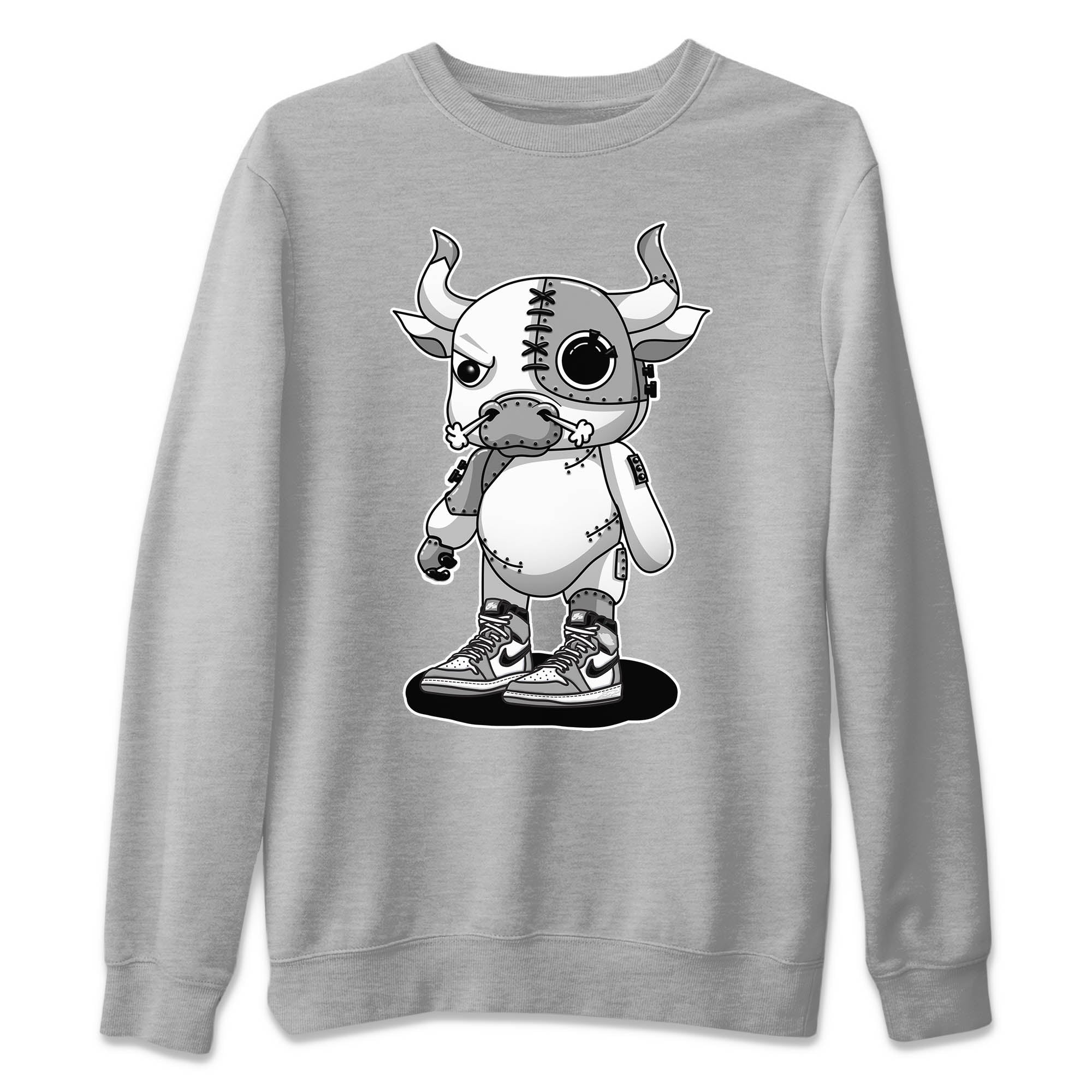 Jordan 1 Light Smoke Grey Sneaker Matching T-Shirt Cyborg Bull Sneaker Tees Jordan 1 Light Smoke Grey Sneaker Release Tees Crew Neck Tees