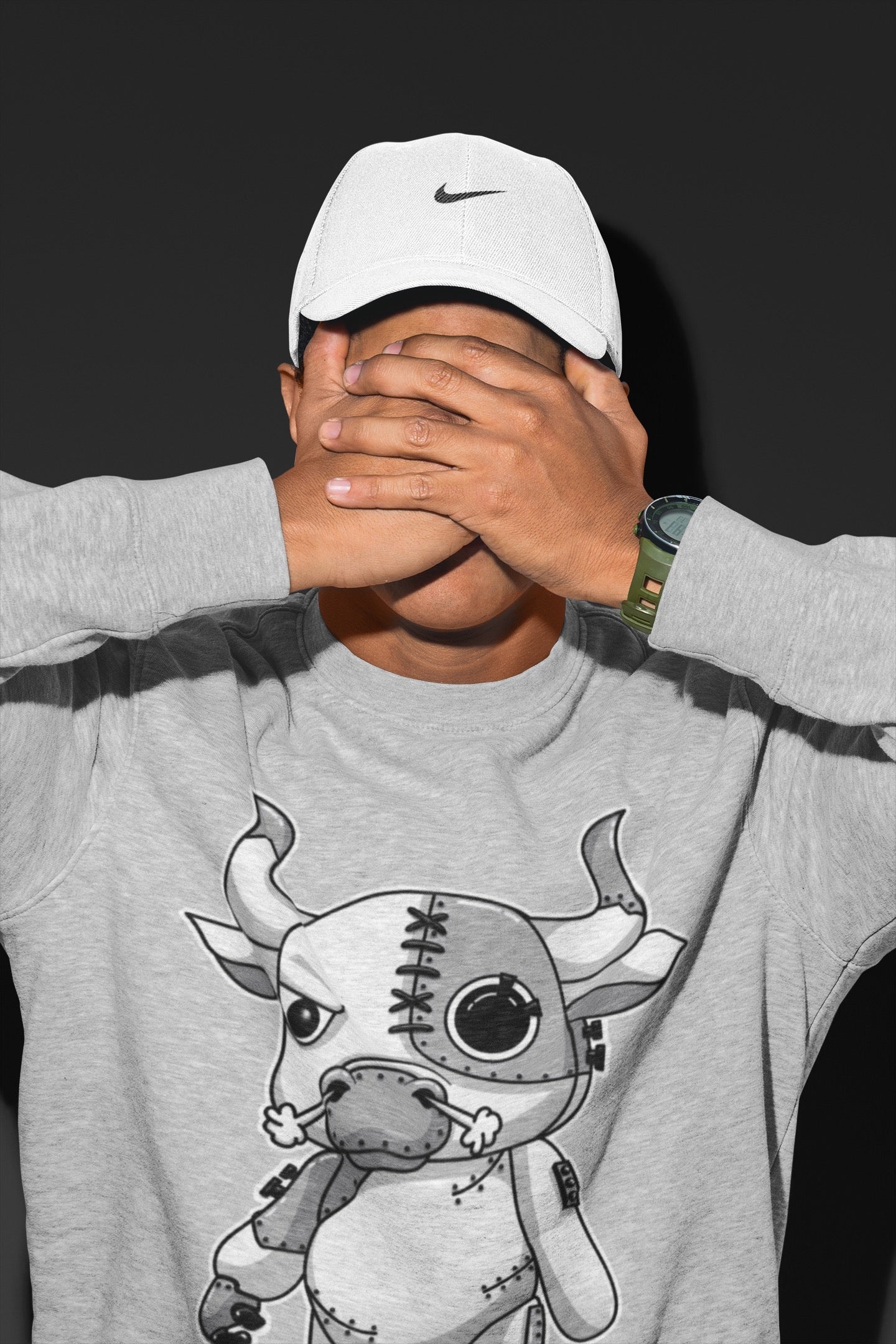 Jordan 1 Light Smoke Grey Sneaker Matching T-Shirt Cyborg Bull Sneaker Tees Jordan 1 Light Smoke Grey Sneaker Release Tees Crew Neck Tees