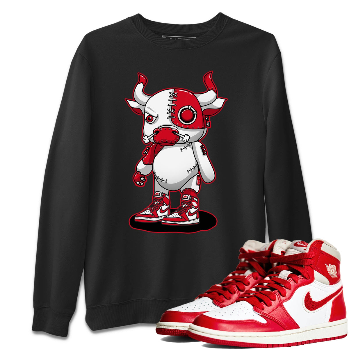 Jordan 1 Newstalgia Sneaker Matching T-Shirt Cyborg Bull Sneaker Tees Jordan 1 Newstalgia Sneaker Release Tees Crew Neck Tees