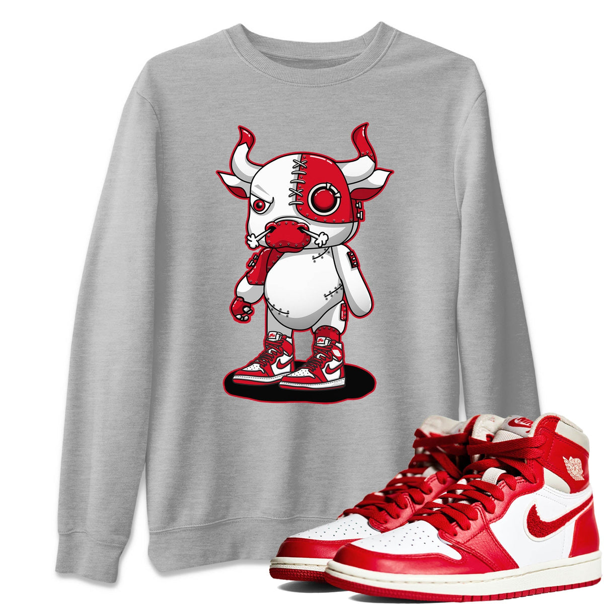 Jordan 1 Newstalgia Sneaker Matching T-Shirt Cyborg Bull Sneaker Tees Jordan 1 Newstalgia Sneaker Release Tees Crew Neck Tees