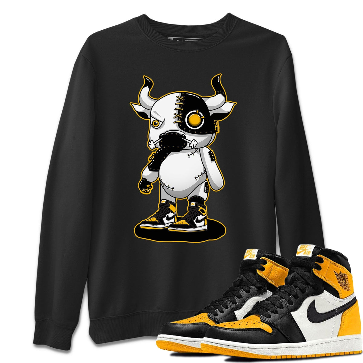 Jordan 1 Taxi Sneaker Matching T-Shirt Cyborg Bull Sneaker Tees Jordan 1 Taxi Sneaker Release Tees Crew Neck Tees