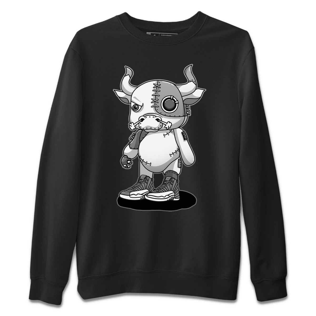 Jordan 12 Stealth Sneaker Matching T-Shirt Cyborg Bull Sneaker Tees Jordan 12 Stealth Sneaker Release Tees Crew Neck Tees