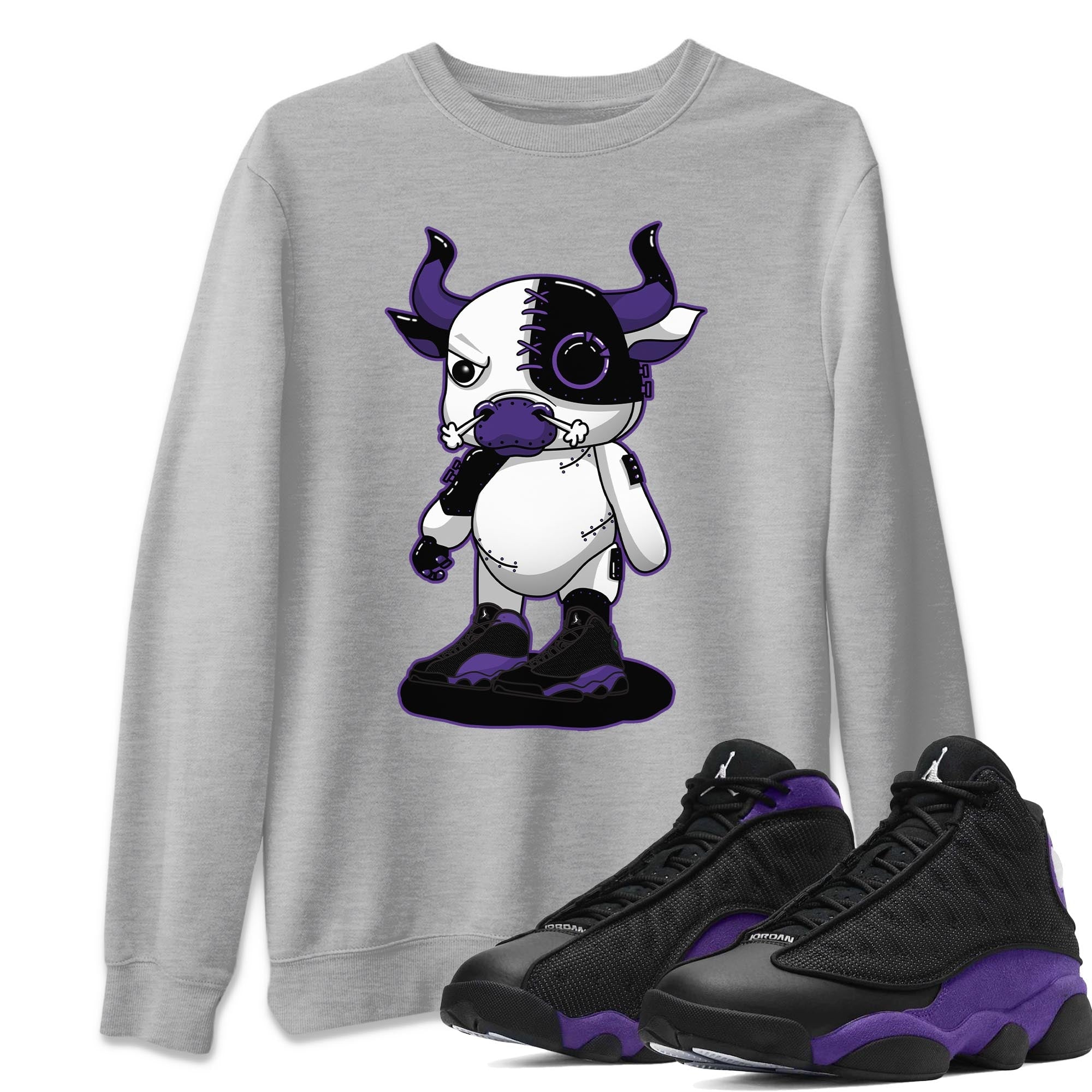Jordan 13 Court Purple Shirt To Match Jordans Cyborg Bull Sneaker Tees Jordan 13 Court Purple Drip Gear Zone Sneaker Matching Clothing Unisex Shirts