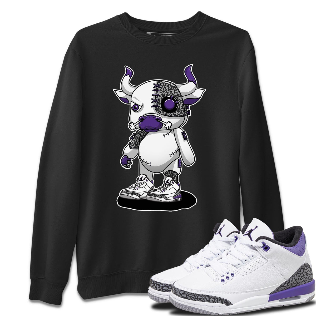 Jordan 3 Dark Iris Sneaker Matching T-Shirt Cyborg Bull Sneaker Tees Jordan 3 Dark Iris Sneaker Release Tees Crew Neck Tees