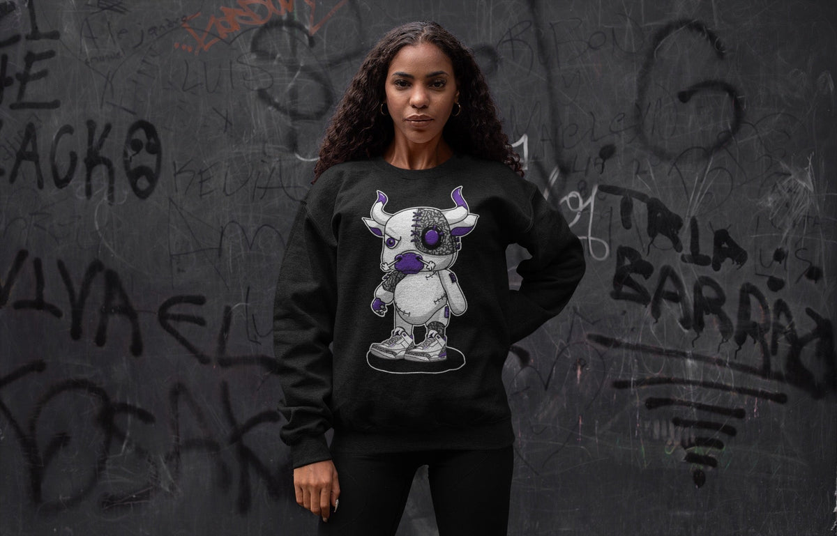 Jordan 3 Dark Iris Sneaker Matching T-Shirt Cyborg Bull Sneaker Tees Jordan 3 Dark Iris Sneaker Release Tees Crew Neck Tees