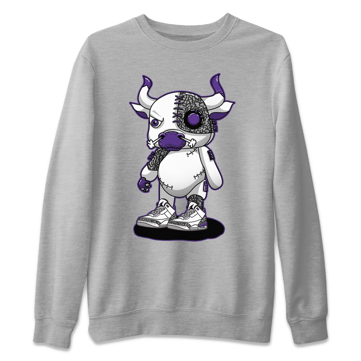 Jordan 3 Dark Iris Sneaker Matching T-Shirt Cyborg Bull Sneaker Tees Jordan 3 Dark Iris Sneaker Release Tees Crew Neck Tees