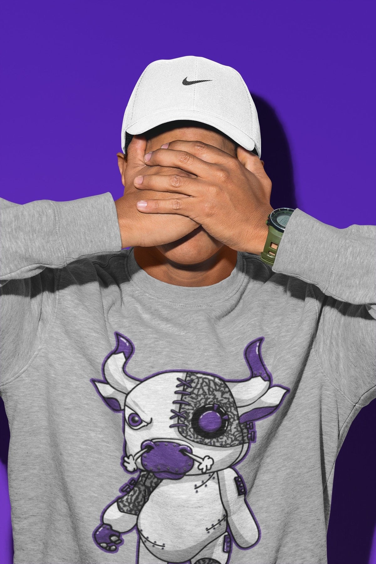 Jordan 3 Dark Iris Sneaker Matching T-Shirt Cyborg Bull Sneaker Tees Jordan 3 Dark Iris Sneaker Release Tees Crew Neck Tees
