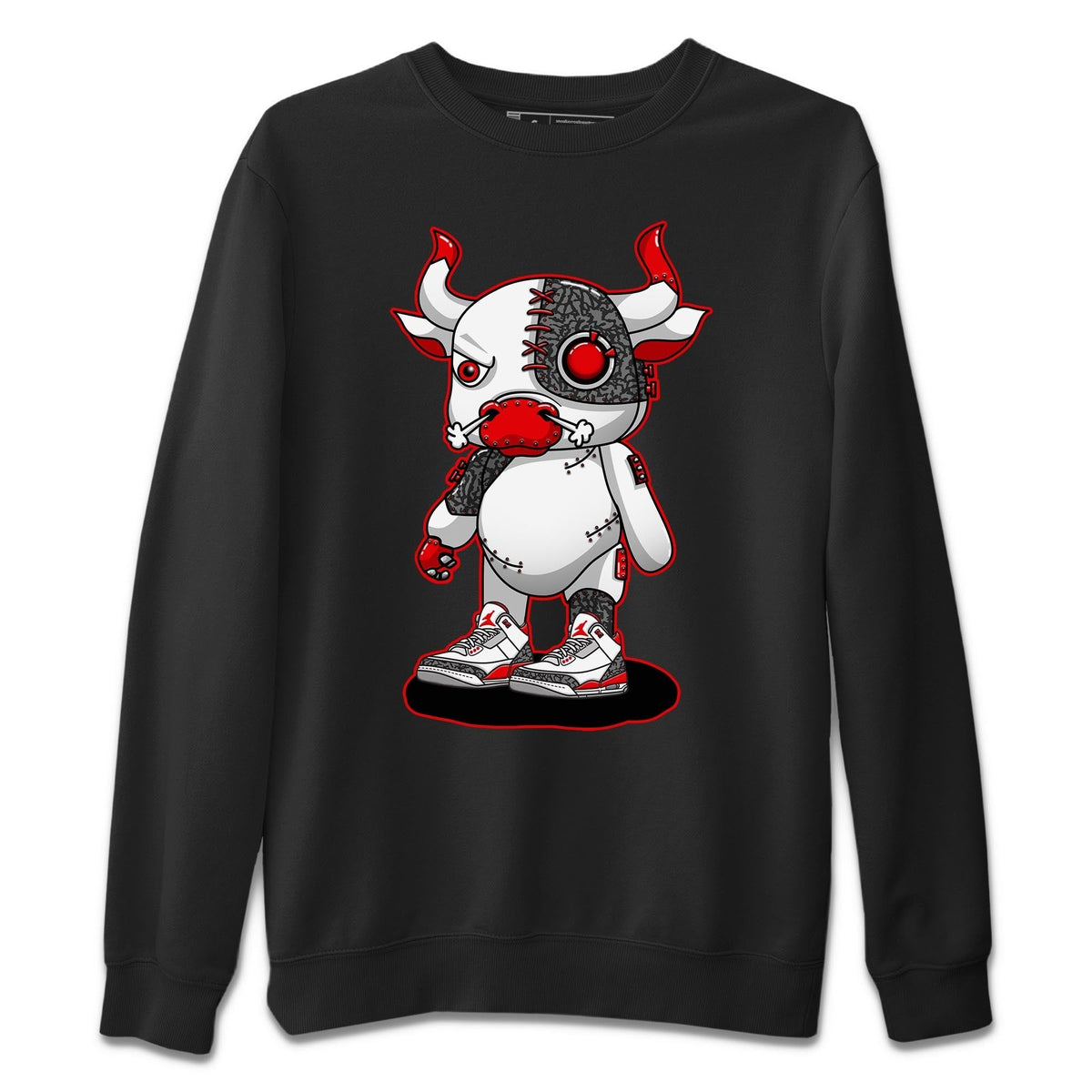 Jordan 3 Fire Red Sneaker Matching T-Shirt Cyborg Bull Sneaker Tees Jordan 3 Fire Red Sneaker Release Tees Crew Neck Tees
