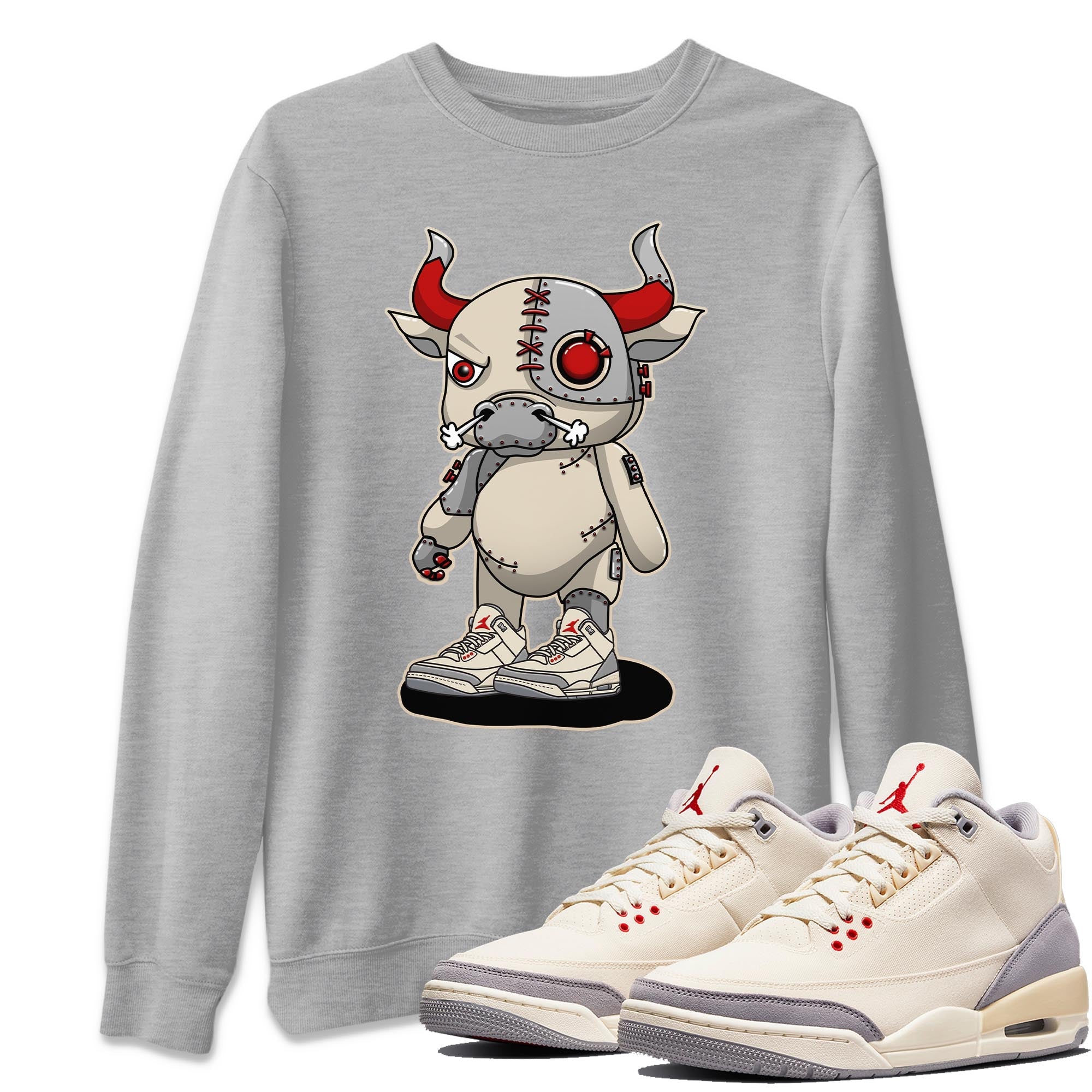 Jordan 3 Muslin Shirt To Match Jordans Cyborg Bull Sneaker Tees Jordan 3 Muslin Drip Gear Zone Sneaker Matching Clothing Unisex Shirts