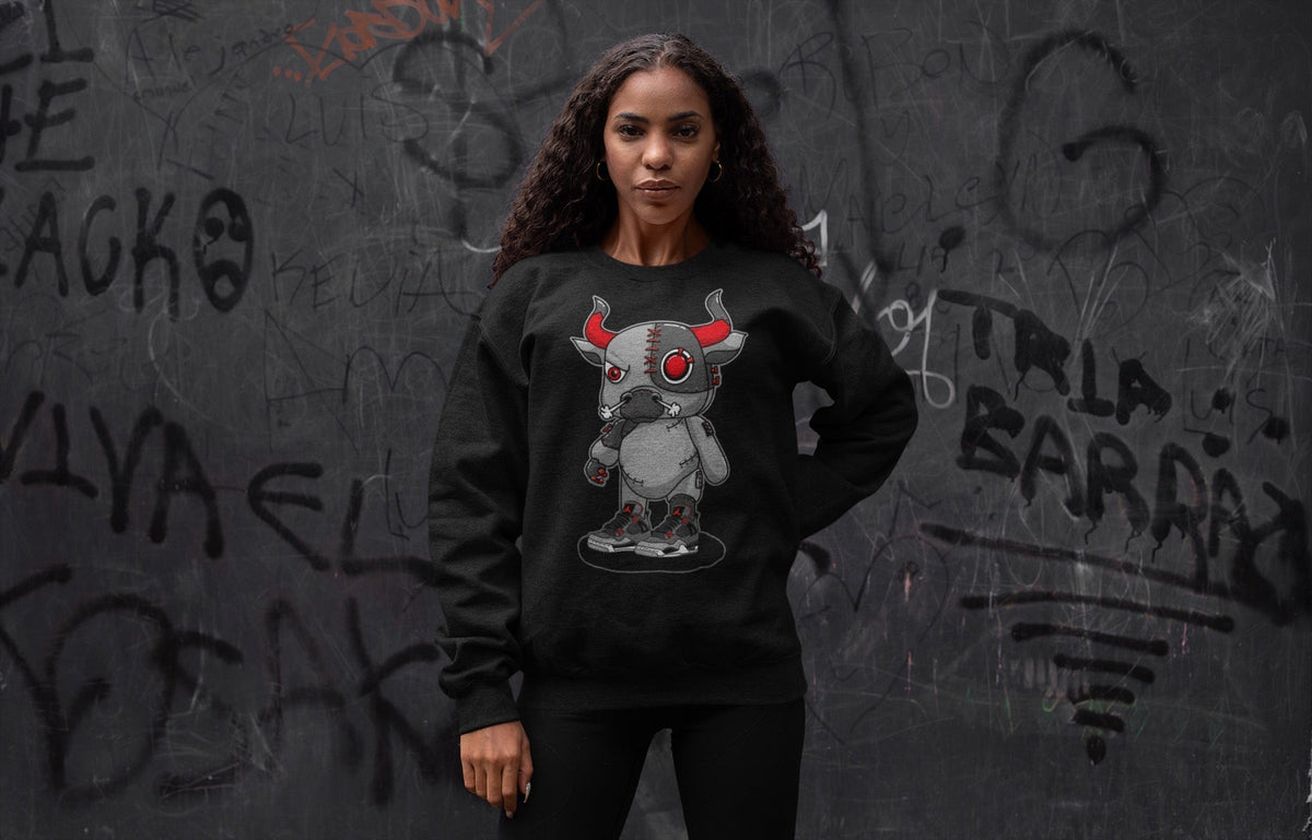 Jordan 4 Infrared Sneaker Matching T-Shirt Cyborg Bull Sneaker Tees Jordan 4 Infrared Sneaker Release Tees Crew Neck Tees