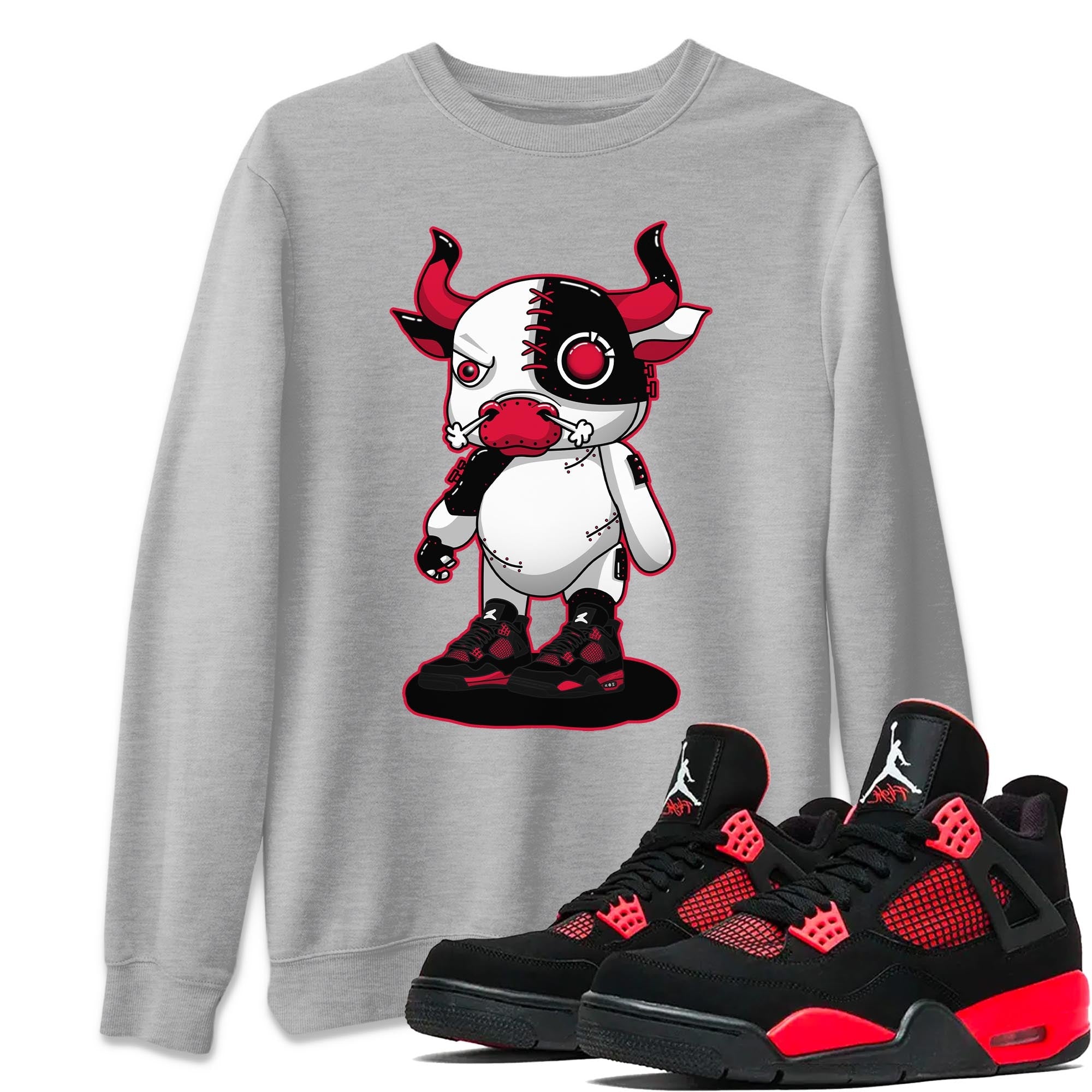 Jordan 4 Red Thunder Shirt To Match Jordans Cyborg Bull Sneaker Tees Jordan 4 Red Thunder Drip Gear Zone Sneaker Matching Clothing Unisex Shirts