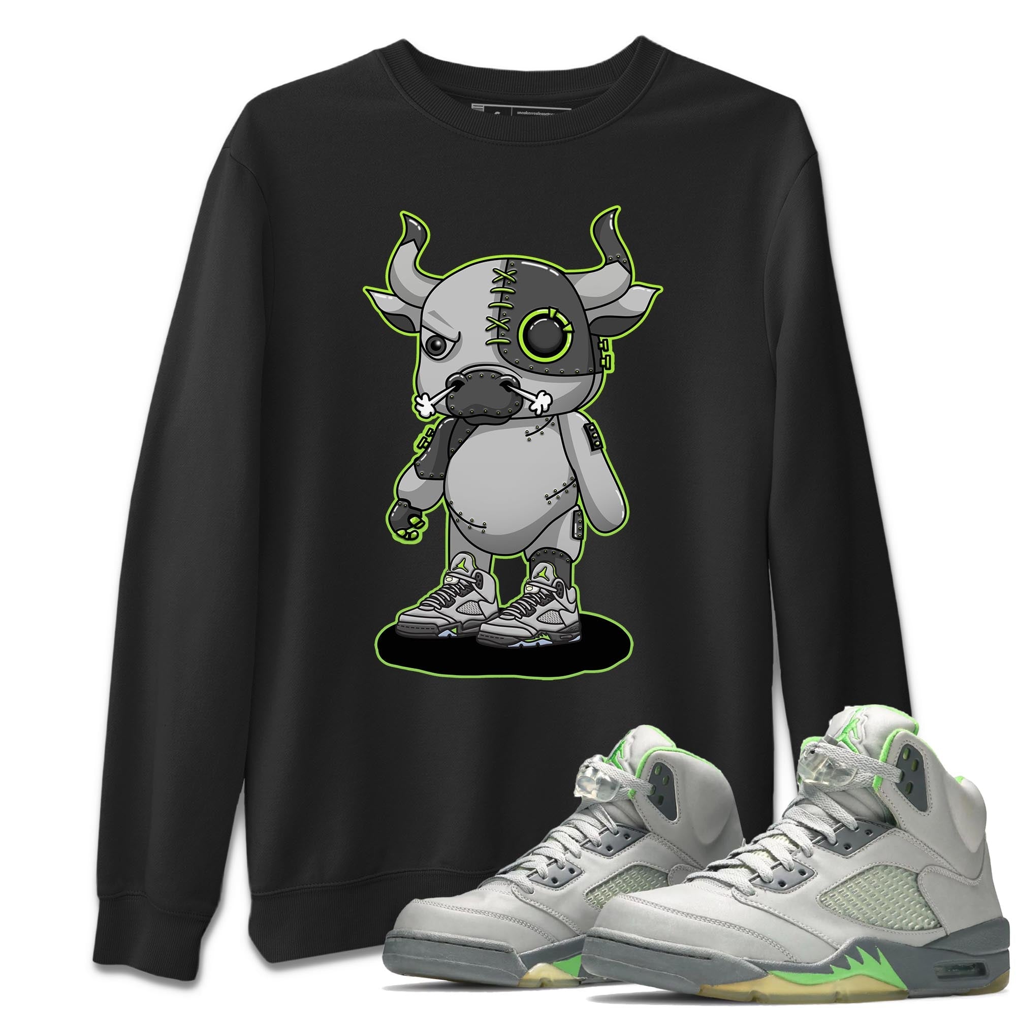 Jordan 5 Green Bean Sneaker Matching T-Shirt Cyborg Bull Sneaker Tees Jordan 5 Green Bean Sneaker Release Tees Crew Neck Tees