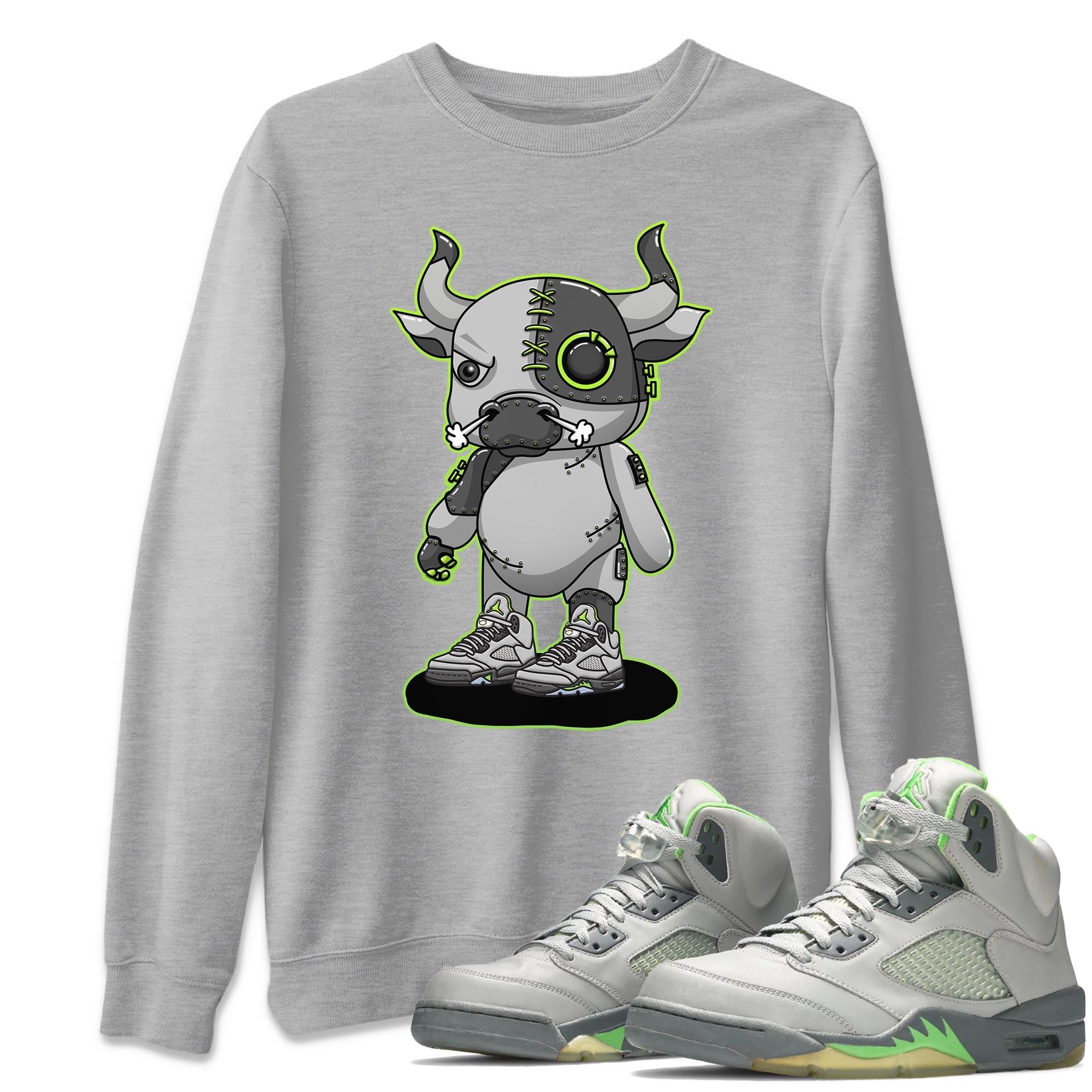 Jordan 5 Green Bean Sneaker Matching T-Shirt Cyborg Bull Sneaker Tees Jordan 5 Green Bean Sneaker Release Tees Crew Neck Tees