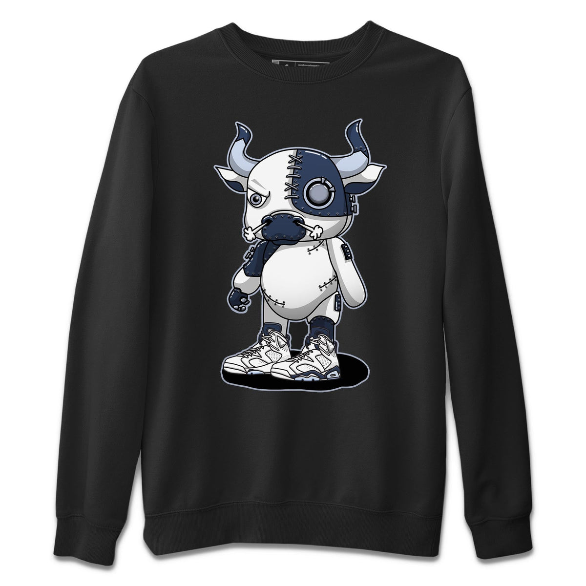 Jordan 6 Midnight Navy Sneaker Matching T-Shirt Cyborg Bull Sneaker Tees Jordan 6 Midnight Navy Sneaker Release Tees Crew Neck Tees
