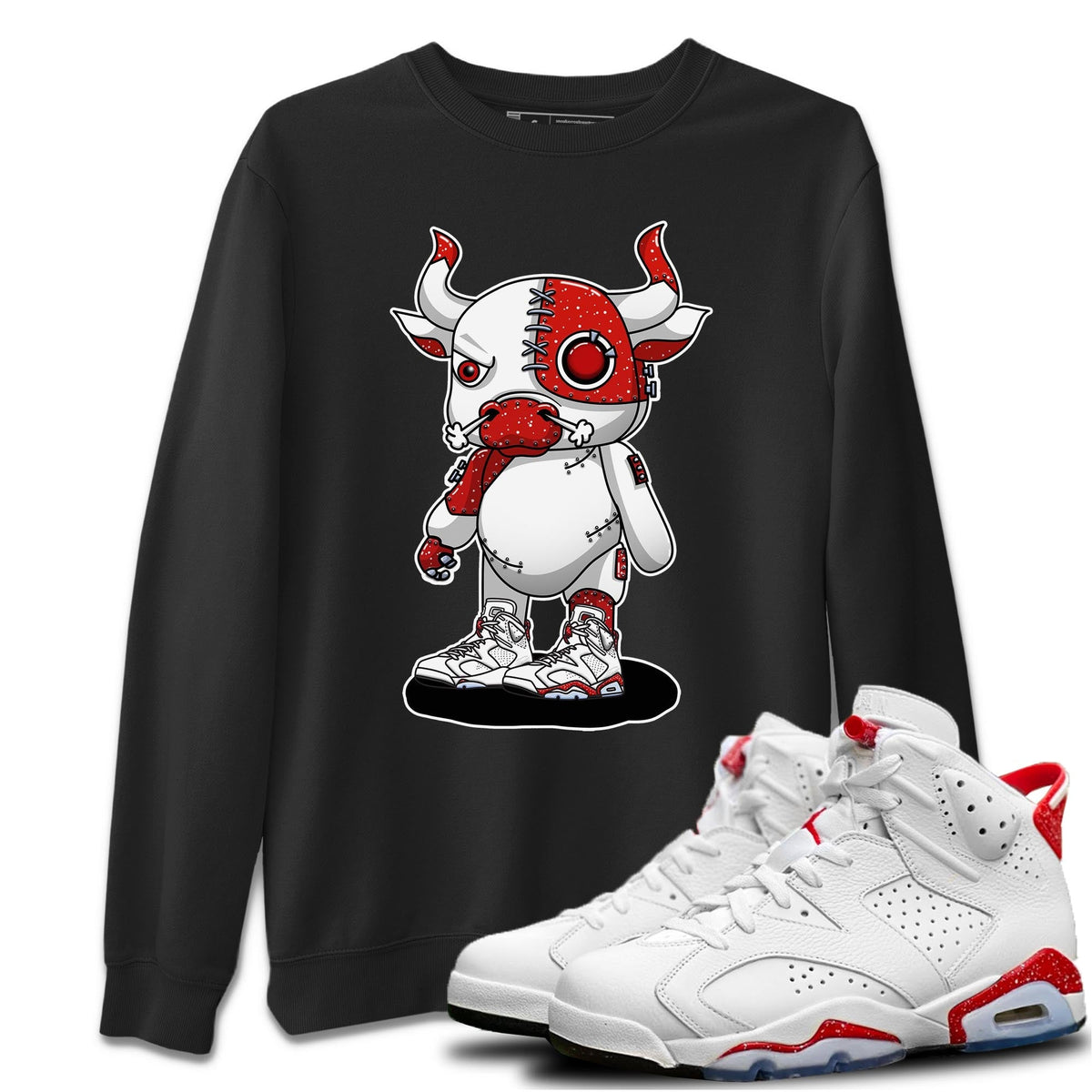 Jordan 6 Red Velvet Cookies Sneaker Matching T-Shirt Cyborg Bull Sneaker Tees Jordan 6 Red Velvet Cookies Sneaker Release Tees Crew Neck Tees