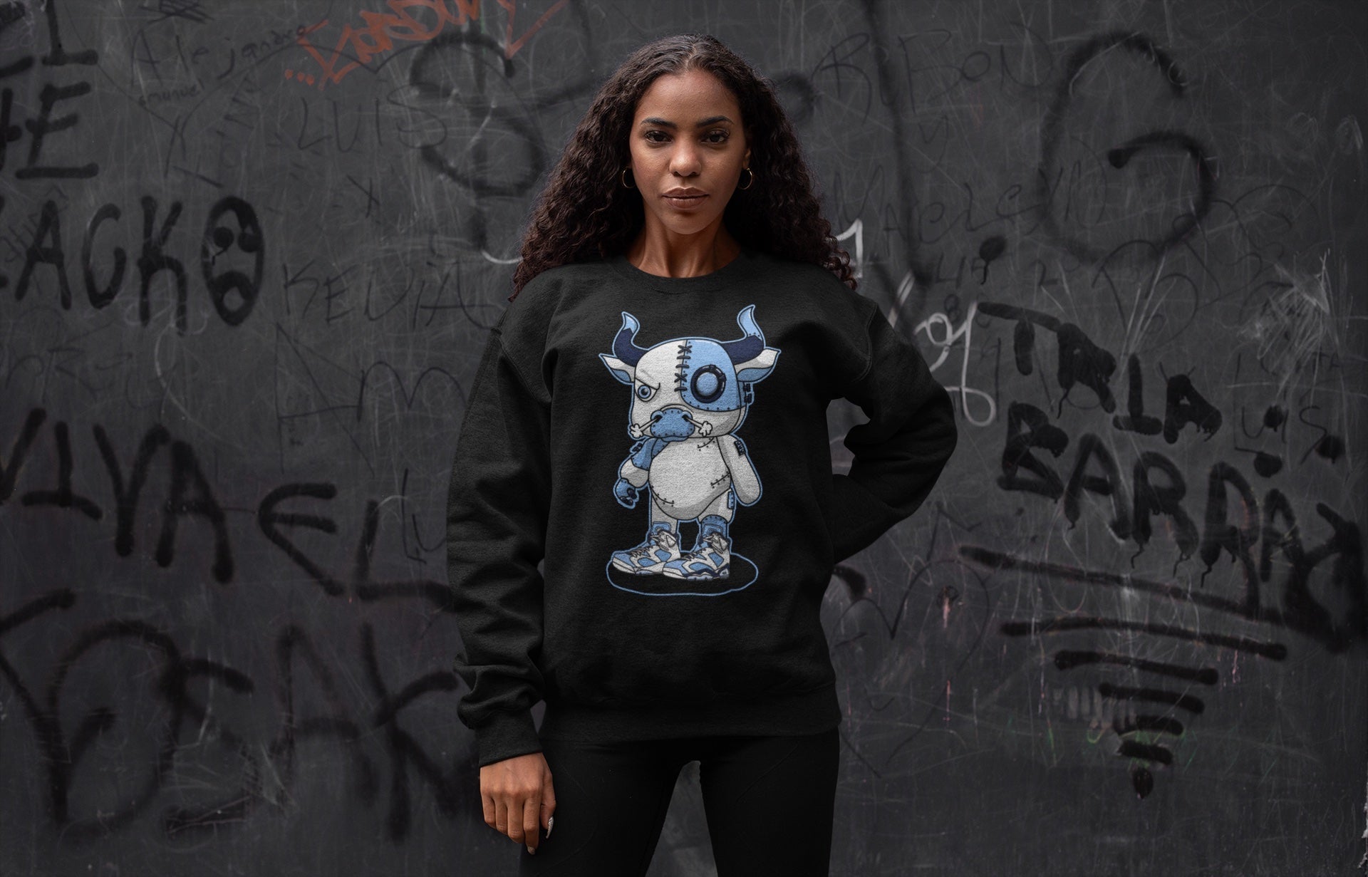 Jordan 6 UNC Shirt To Match Jordans Cyborg Bull Sneaker Tees Jordan 6 UNC Drip Gear Zone Sneaker Matching Clothing Unisex Shirts