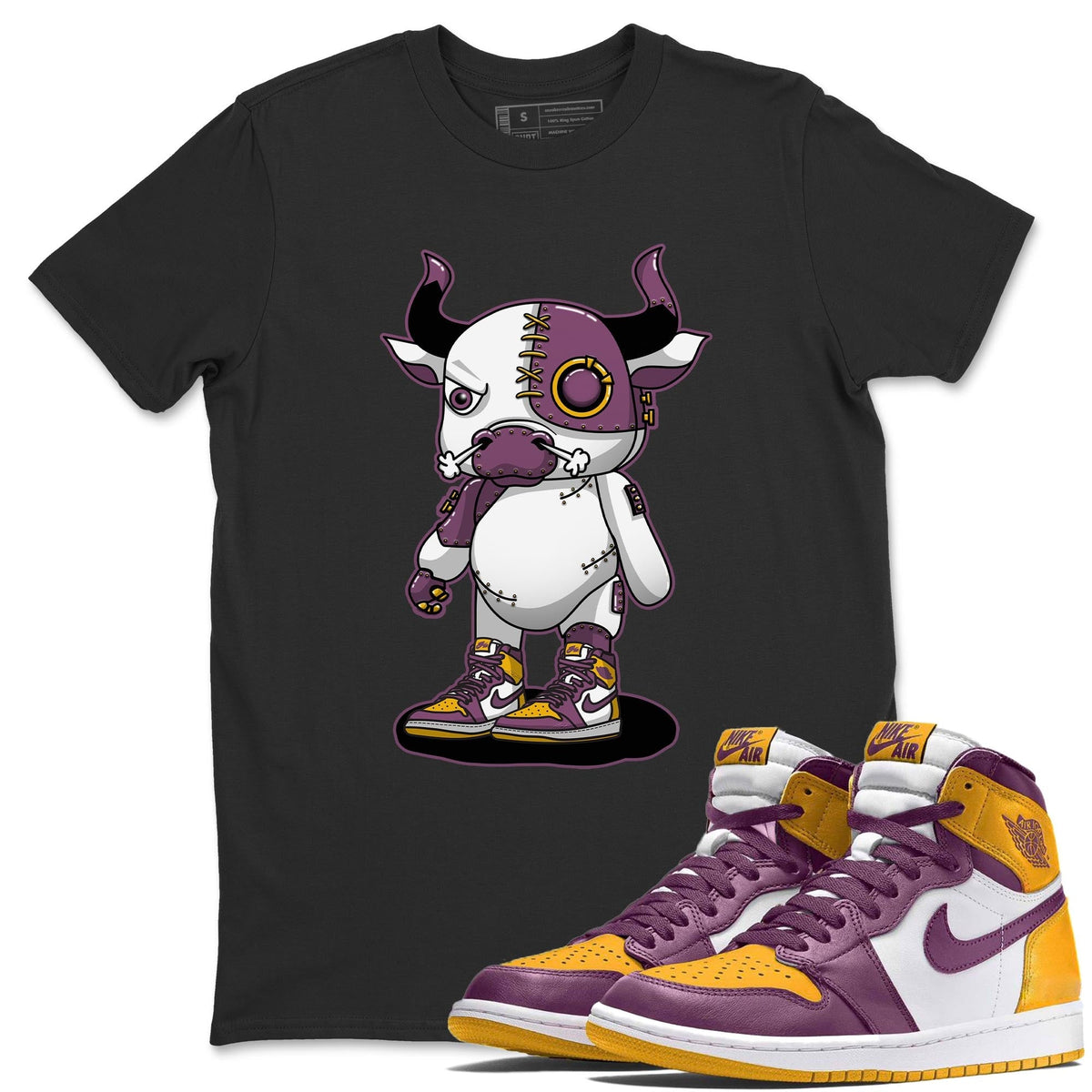 Jordan 1 Brotherhood Sneaker Matching T-Shirt Cyborg Bull Sneaker Tees Jordan 1 Brotherhood Sneaker Release Tees Crew Neck Tees