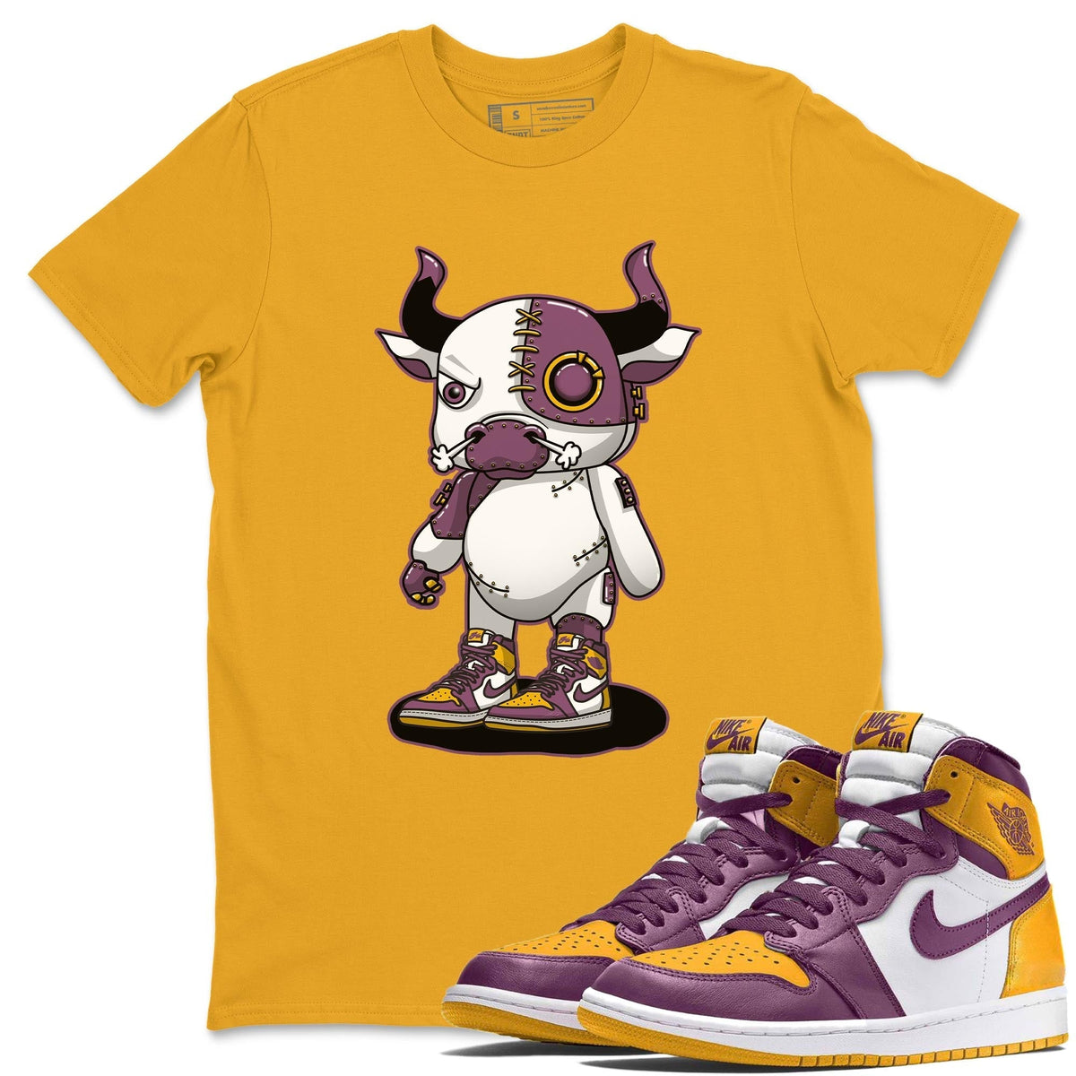 Jordan 1 Brotherhood Sneaker Matching T-Shirt Cyborg Bull Sneaker Tees Jordan 1 Brotherhood Sneaker Release Tees Crew Neck Tees