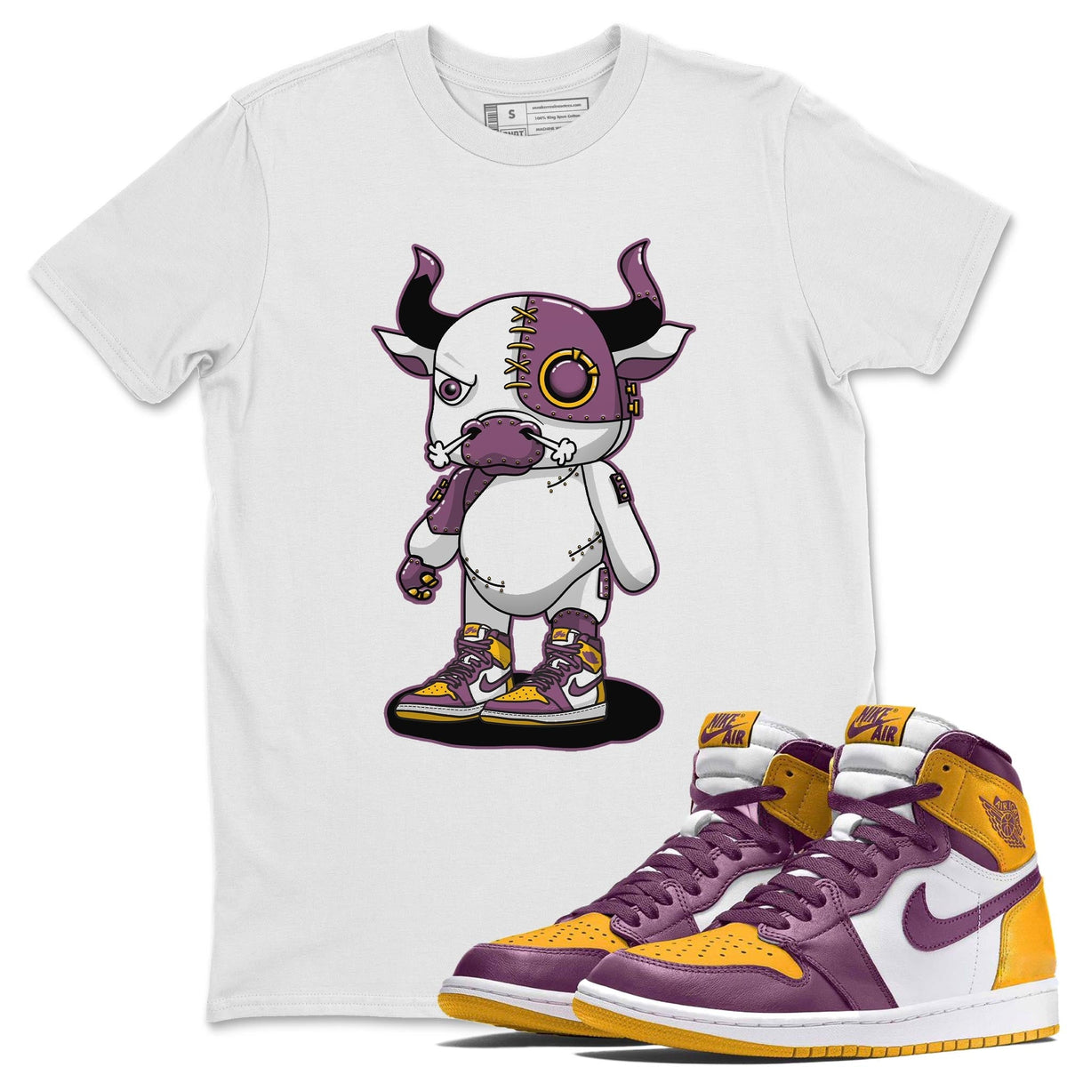 Jordan 1 Brotherhood Sneaker Matching T-Shirt Cyborg Bull Sneaker Tees Jordan 1 Brotherhood Sneaker Release Tees Crew Neck Tees