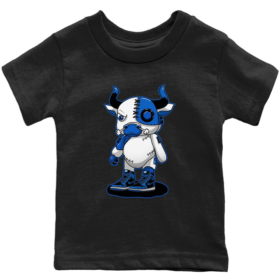 Jordan 1 Dark Marina Blue Sneaker Matching T-Shirt Cyborg Bull Sneaker Tees Jordan 1 Dark Marina Blue Sneaker Release Tees Kids Shirts