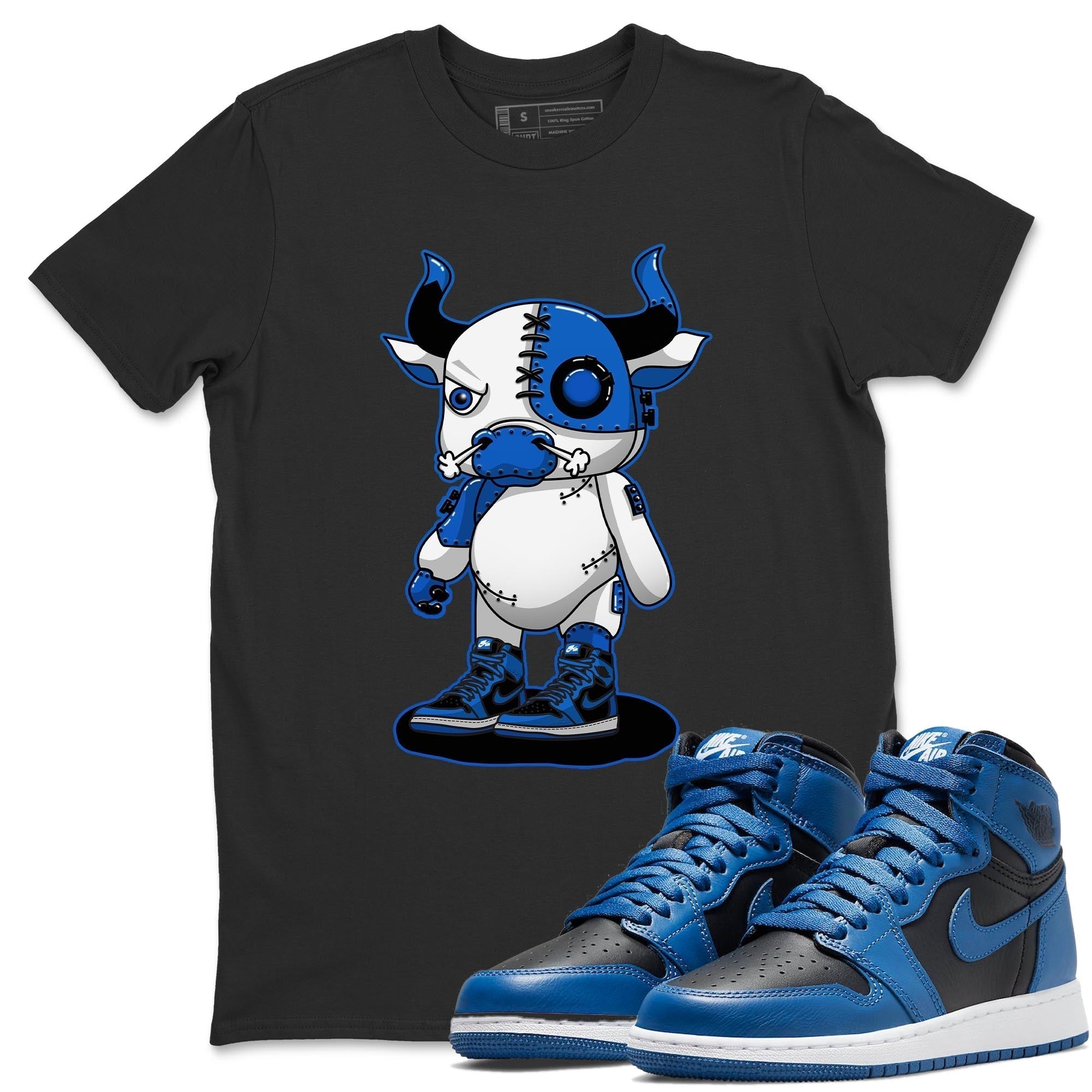 Jordan 1 Dark Marina Blue Sneaker Matching T-Shirt Cyborg Bull Sneaker Tees Jordan 1 Dark Marina Blue Sneaker Release Tees Crew Neck Tees