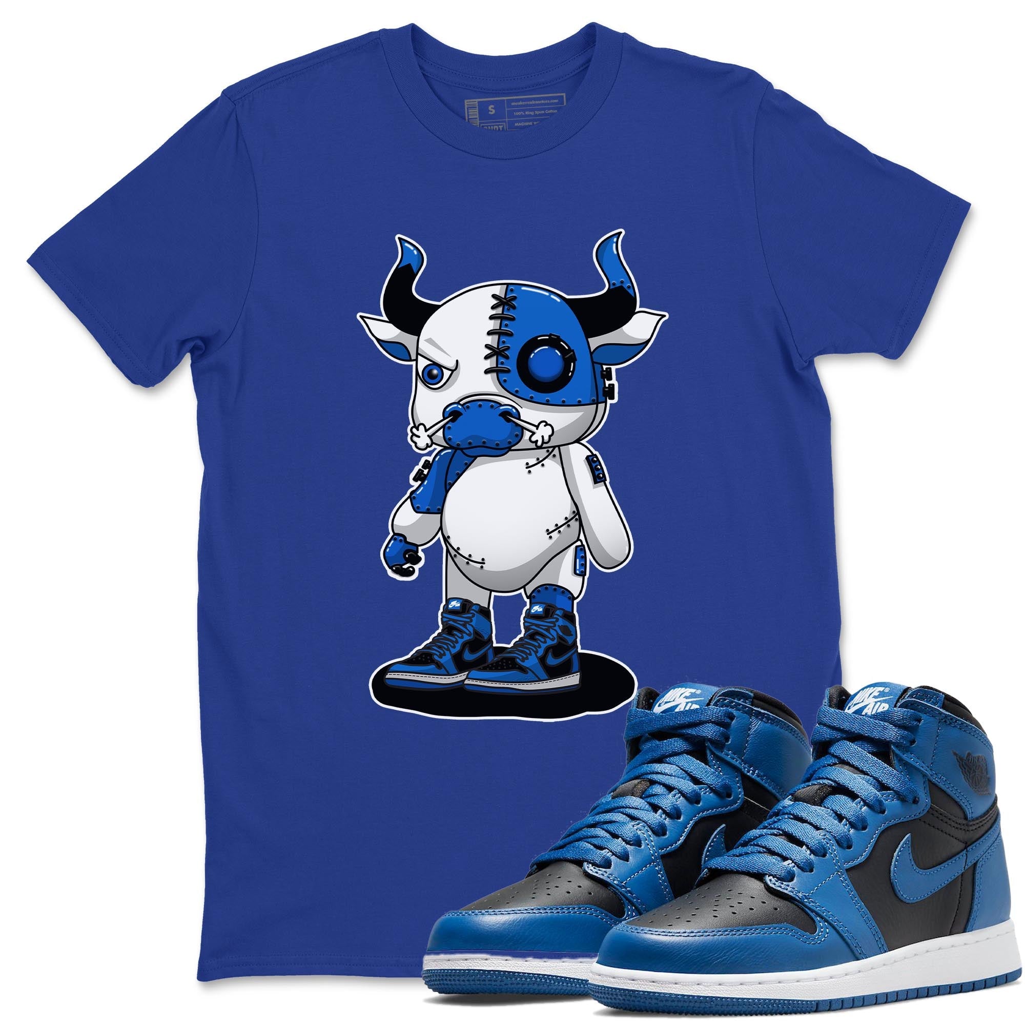 Jordan 1 Dark Marina Blue Sneaker Matching T-Shirt Cyborg Bull Sneaker Tees Jordan 1 Dark Marina Blue Sneaker Release Tees Crew Neck Tees