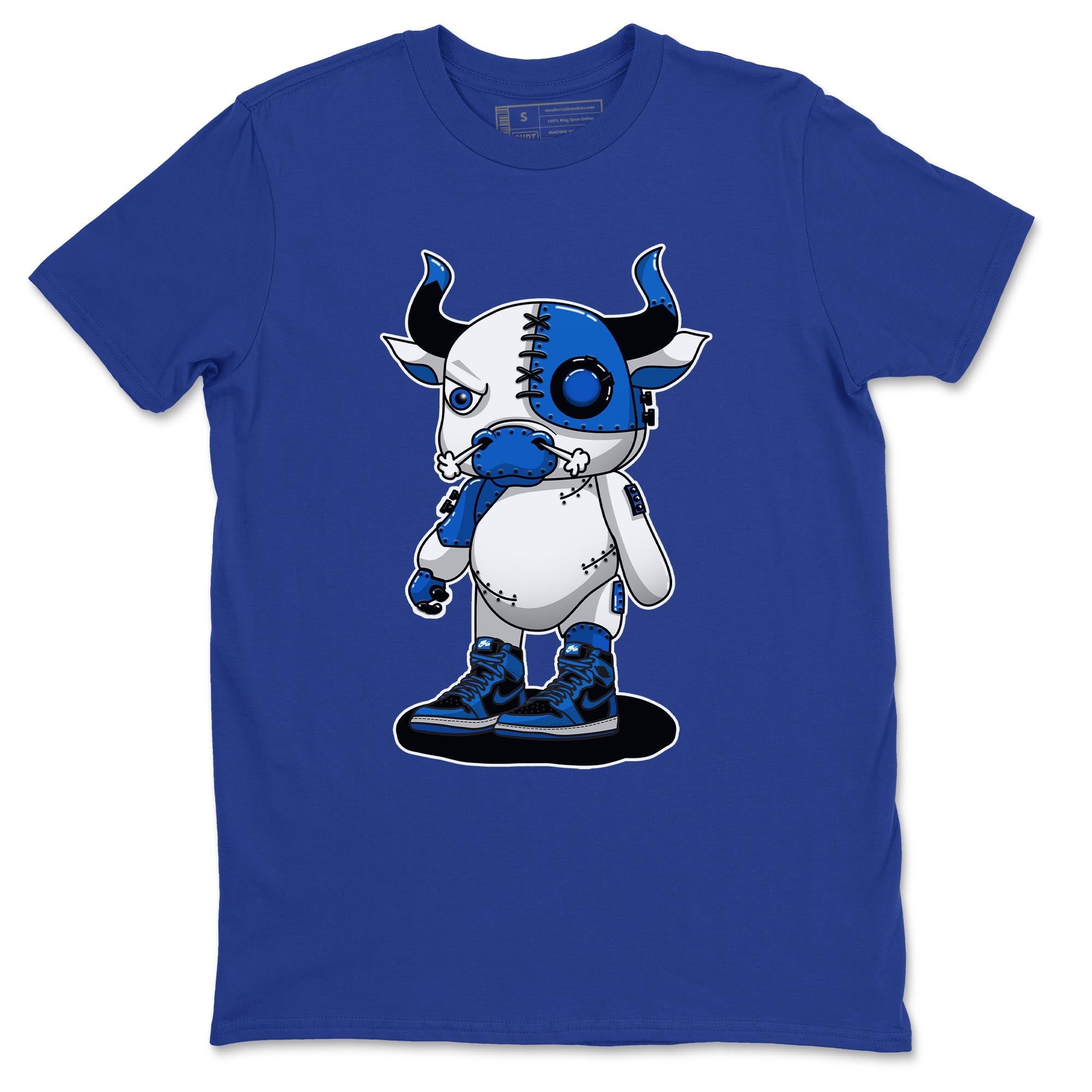 Jordan 1 Dark Marina Blue Sneaker Matching T-Shirt Cyborg Bull Sneaker Tees Jordan 1 Dark Marina Blue Sneaker Release Tees Crew Neck Tees