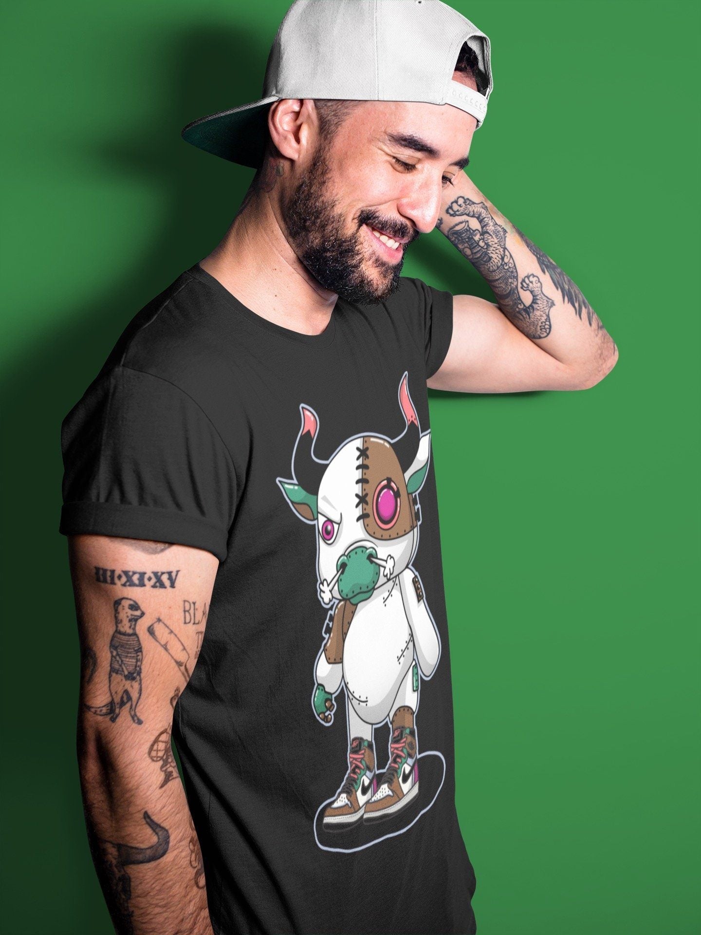 Jordan 1 Hand Crafted Sneaker Matching T-Shirt Cyborg Bull Sneaker Tees Jordan 1 Hand Crafted Sneaker Release Tees Crew Neck Tees