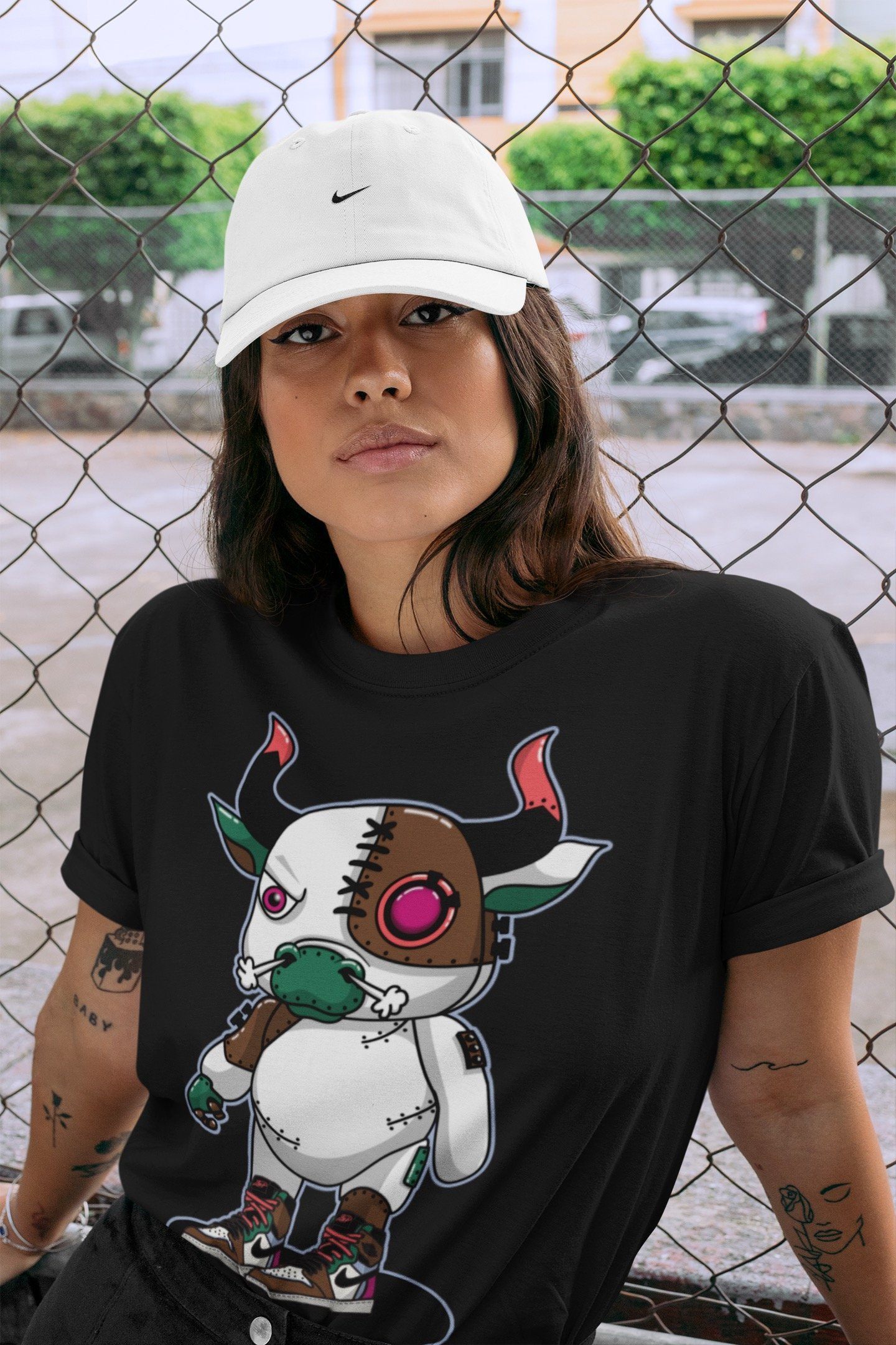 Jordan 1 Hand Crafted Sneaker Matching T-Shirt Cyborg Bull Sneaker Tees Jordan 1 Hand Crafted Sneaker Release Tees Crew Neck Tees