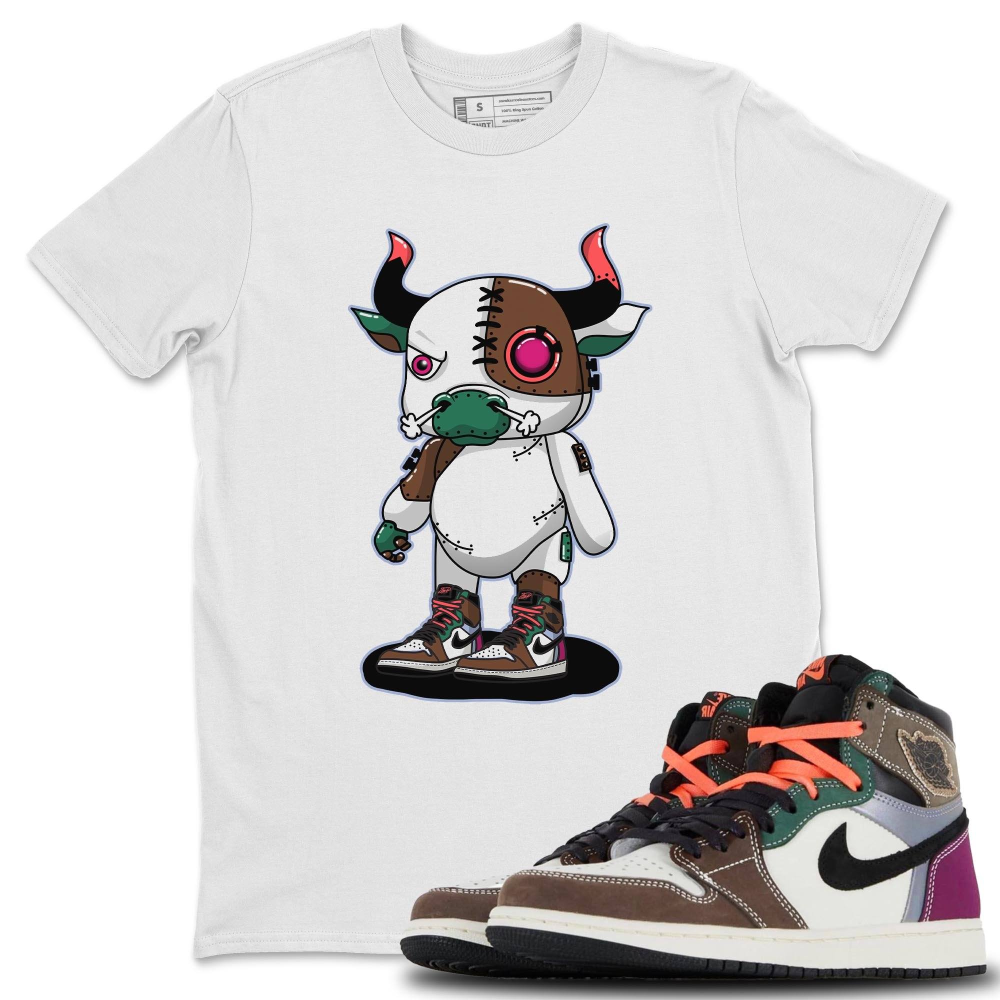 Jordan 1 Hand Crafted Sneaker Matching T-Shirt Cyborg Bull Sneaker Tees Jordan 1 Hand Crafted Sneaker Release Tees Crew Neck Tees