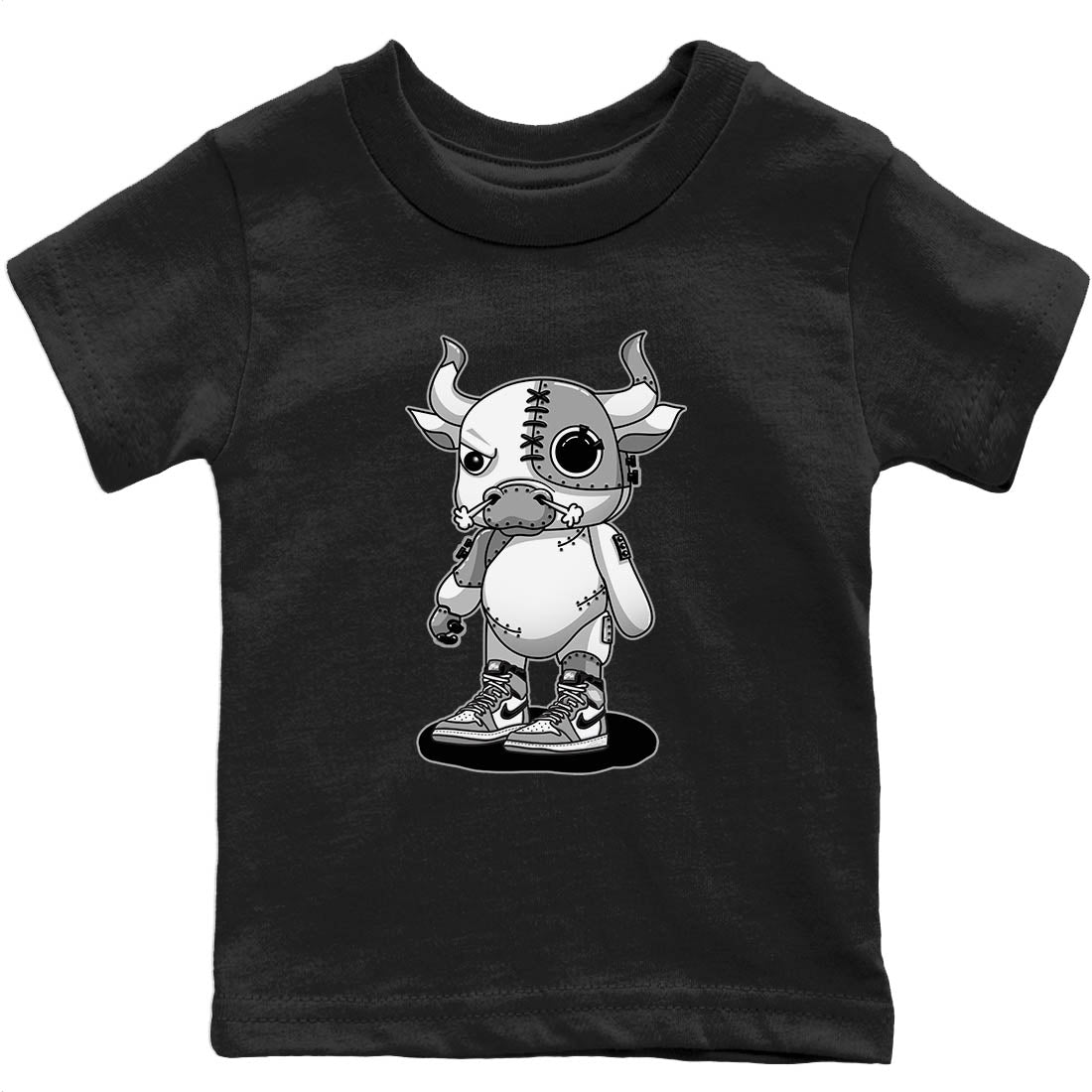 Jordan 1 Light Smoke Grey Sneaker Matching T-Shirt Cyborg Bull Sneaker Tees Jordan 1 Light Smoke Grey Sneaker Release Tees Kids Shirts