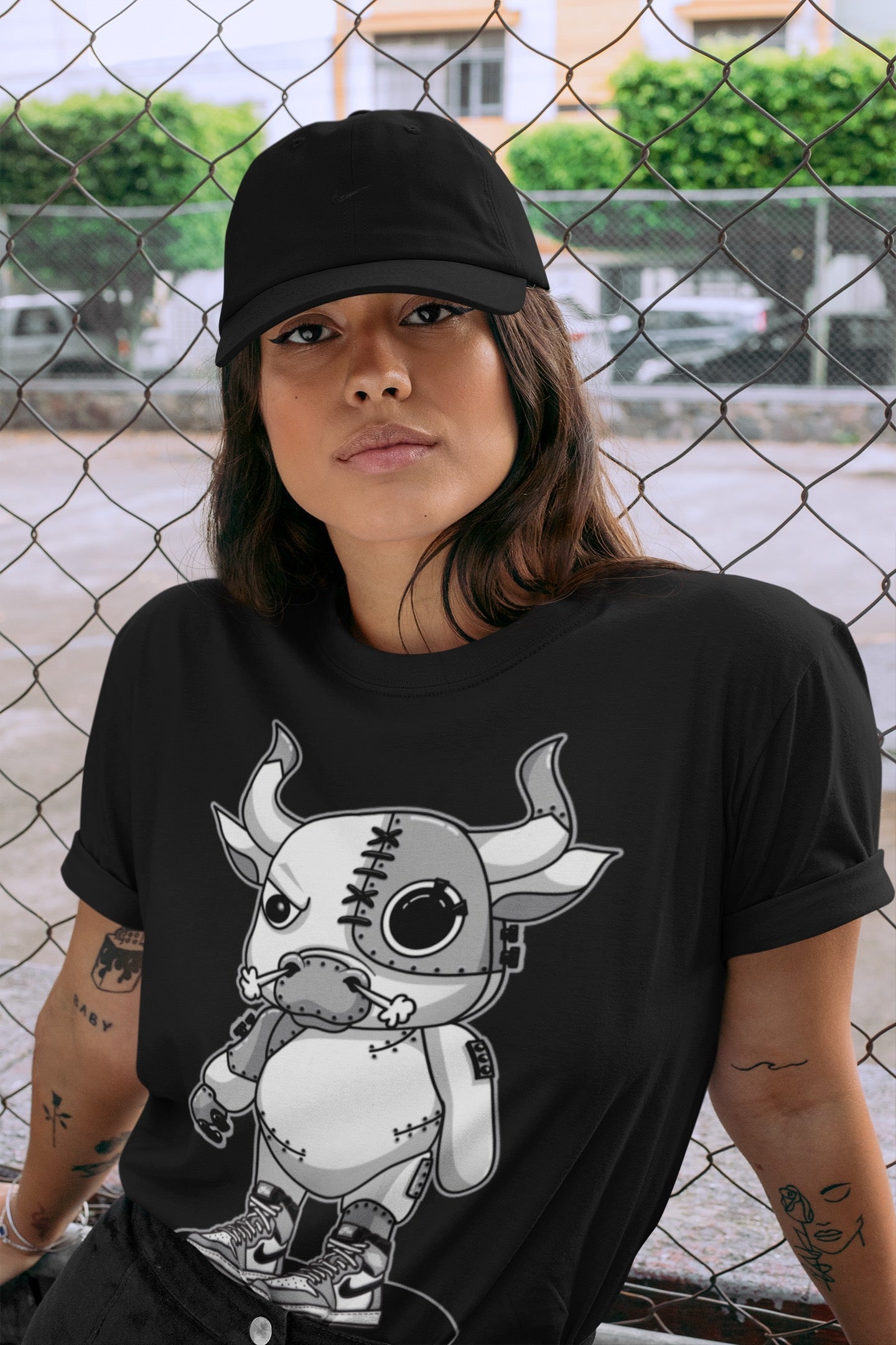 Jordan 1 Light Smoke Grey Sneaker Matching T-Shirt Cyborg Bull Sneaker Tees Jordan 1 Light Smoke Grey Sneaker Release Tees Crew Neck Tees