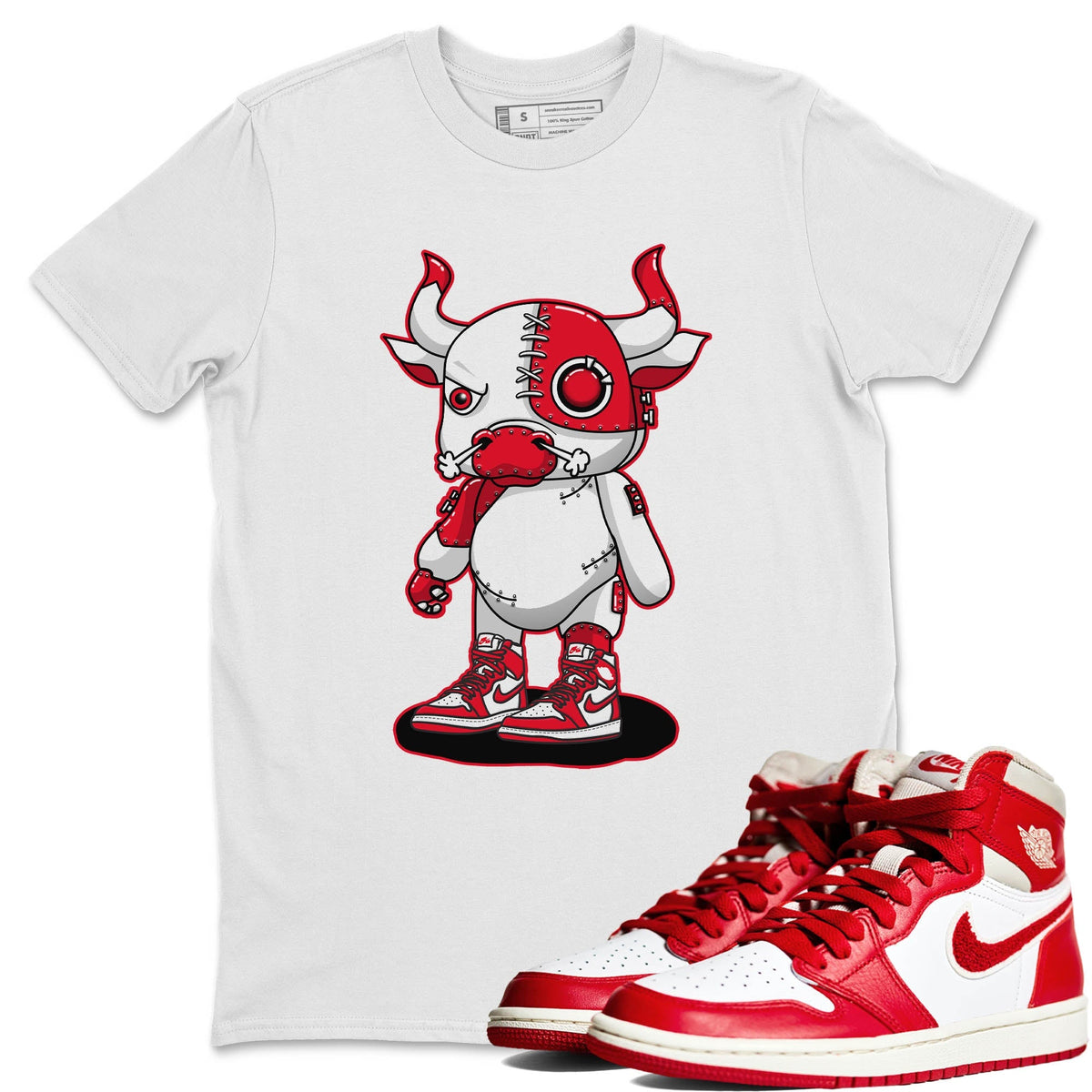 Jordan 1 Newstalgia Sneaker Matching T-Shirt Cyborg Bull Sneaker Tees Jordan 1 Newstalgia Sneaker Release Tees Crew Neck Tees