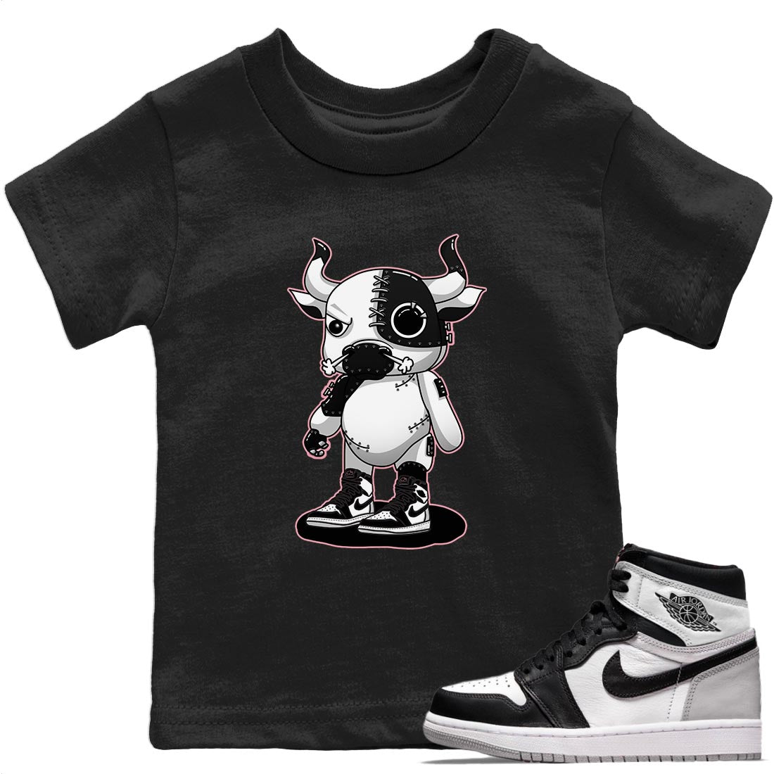 Jordan 1 Stage Haze Sneaker Matching T-Shirt Cyborg Bull Sneaker Tees Jordan 1 Stage Haze Sneaker Release Tees Kids Shirts