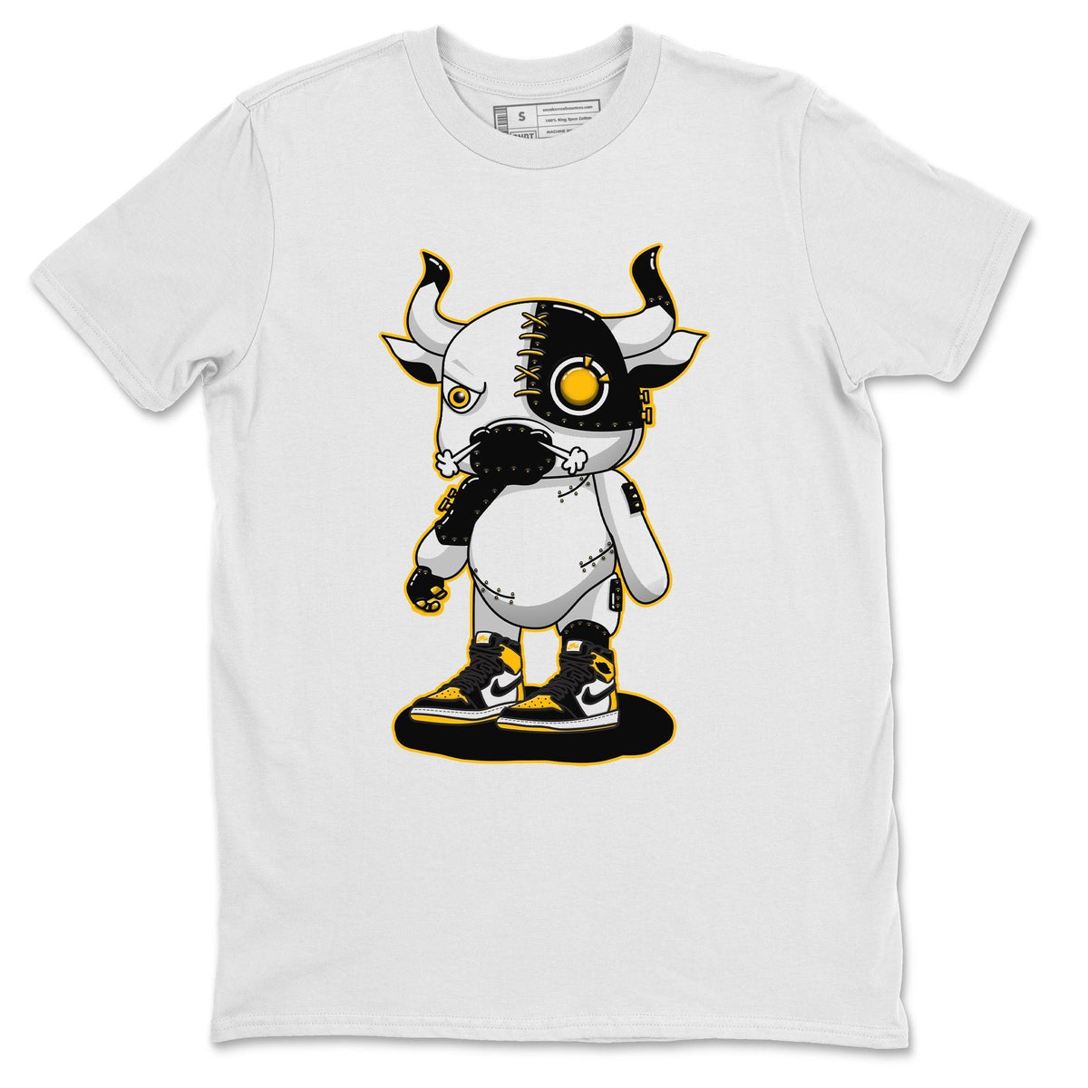 Jordan 1 Taxi Sneaker Matching T-Shirt Cyborg Bull Sneaker Tees Jordan 1 Taxi Sneaker Release Tees Crew Neck Tees