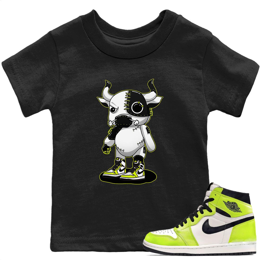 Jordan 1 Visionaire Sneaker Matching T-Shirt Cyborg Bull Sneaker Tees Jordan 1 Visionaire Sneaker Release Tees Kids Shirts