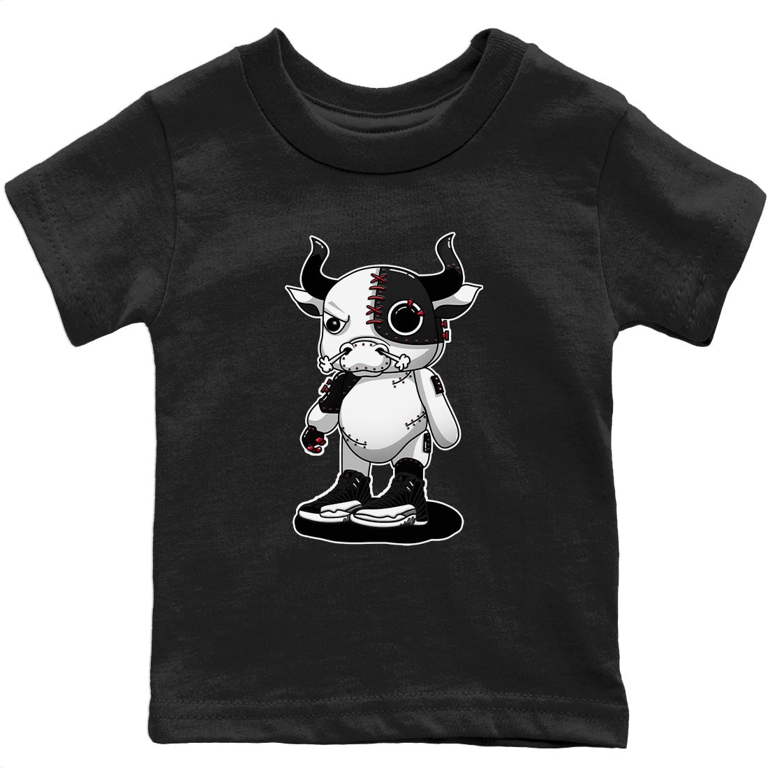 Jordan 12 Playoffs Sneaker Matching T-Shirt Cyborg Bull Sneaker Tees Jordan 12 Playoffs Sneaker Release Tees Kids Shirts