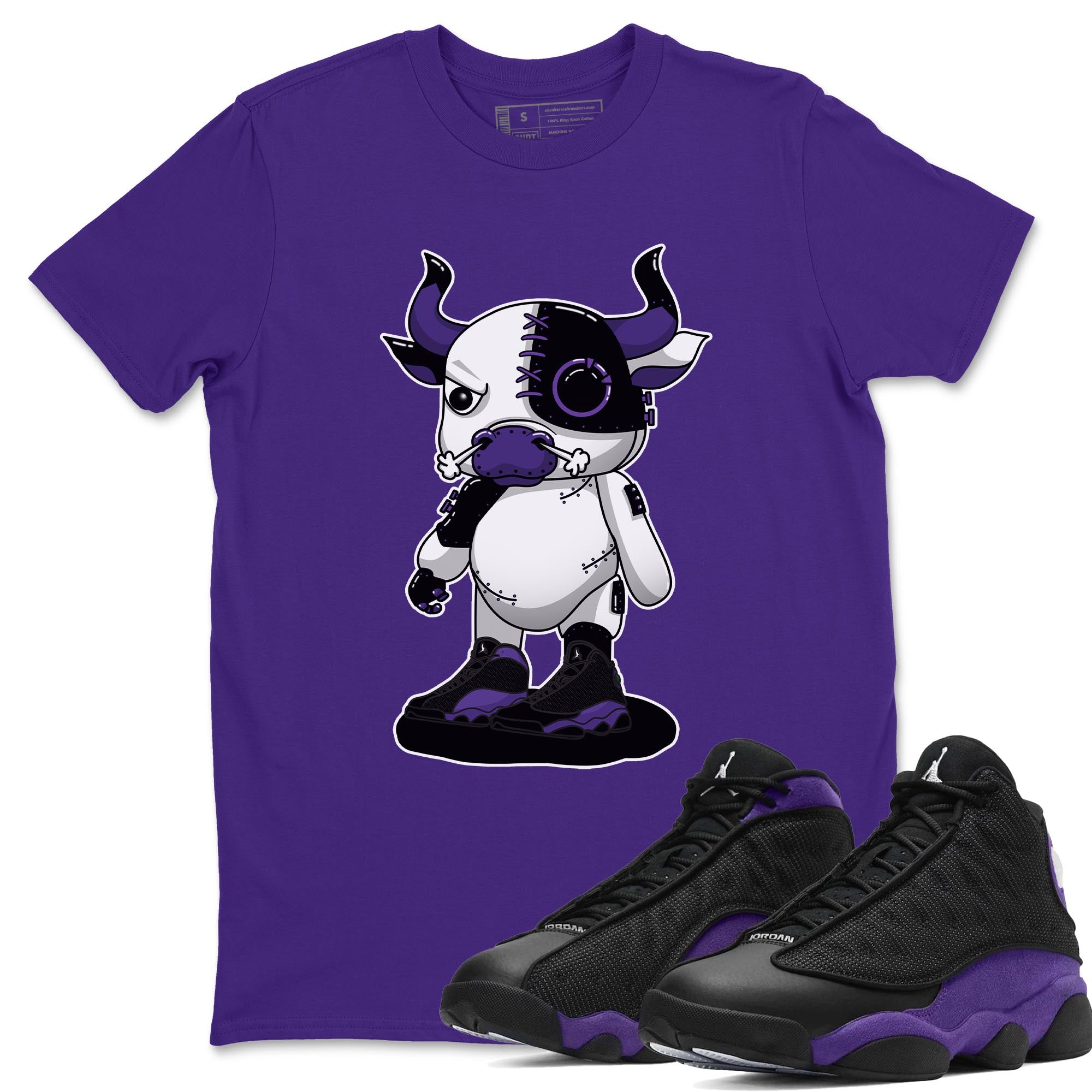 Jordan 13 Court Purple Shirt To Match Jordans Cyborg Bull Sneaker Tees Jordan 13 Court Purple Drip Gear Zone Sneaker Matching Clothing Unisex Shirts