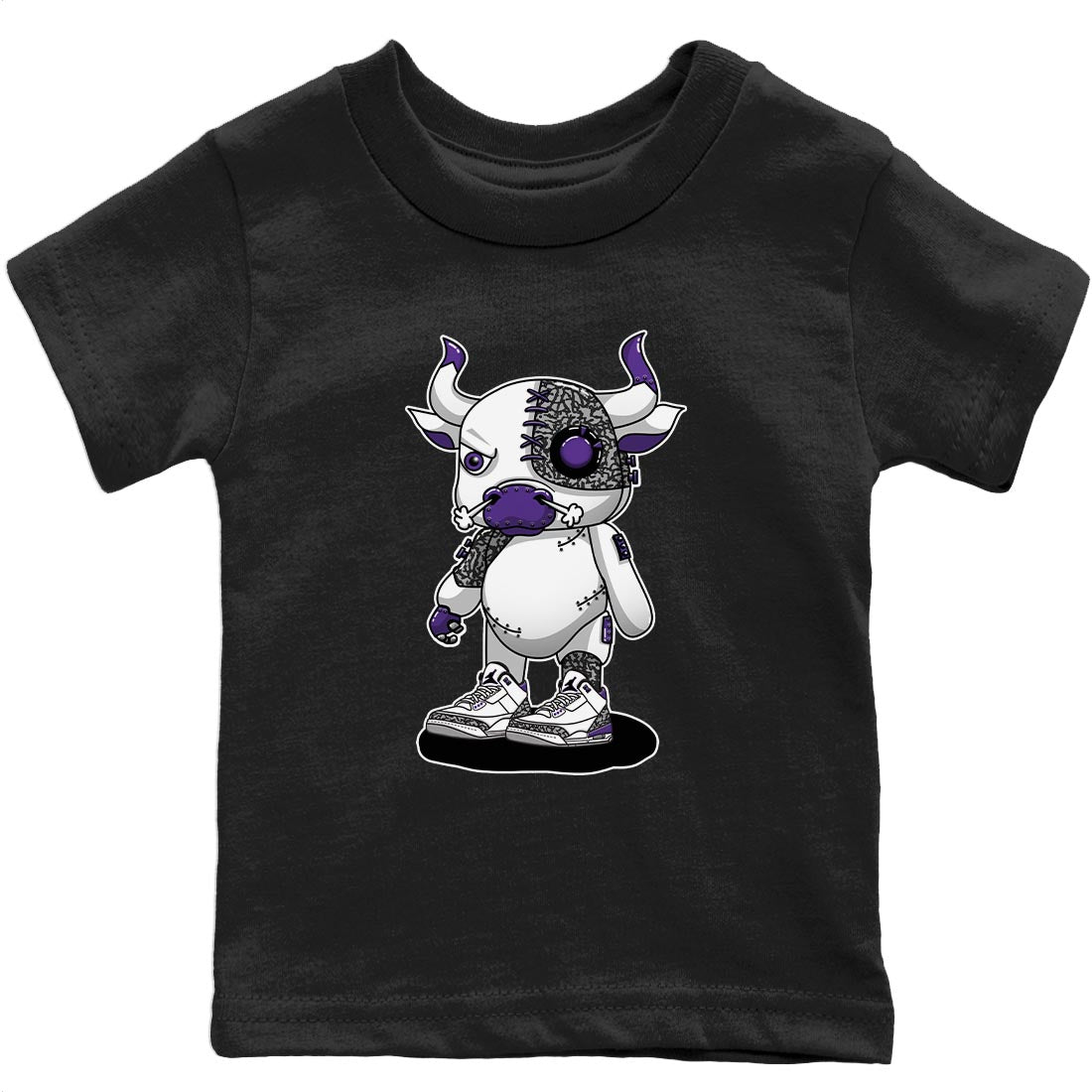 Jordan 3 Dark Iris Sneaker Matching T-Shirt Cyborg Bull Sneaker Tees Jordan 3 Dark Iris Sneaker Release Tees Kids Shirts