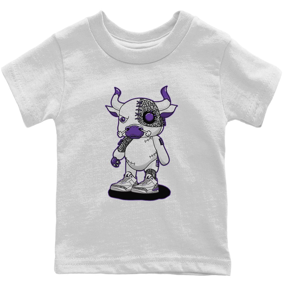 Jordan 3 Dark Iris Sneaker Matching T-Shirt Cyborg Bull Sneaker Tees Jordan 3 Dark Iris Sneaker Release Tees Kids Shirts