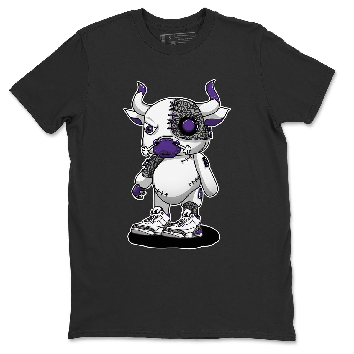 Jordan 3 Dark Iris Sneaker Matching T-Shirt Cyborg Bull Sneaker Tees Jordan 3 Dark Iris Sneaker Release Tees Crew Neck Tees