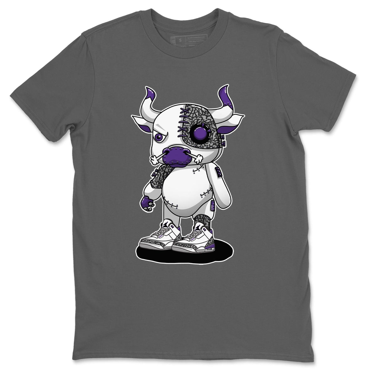 Jordan 3 Dark Iris Sneaker Matching T-Shirt Cyborg Bull Sneaker Tees Jordan 3 Dark Iris Sneaker Release Tees Crew Neck Tees