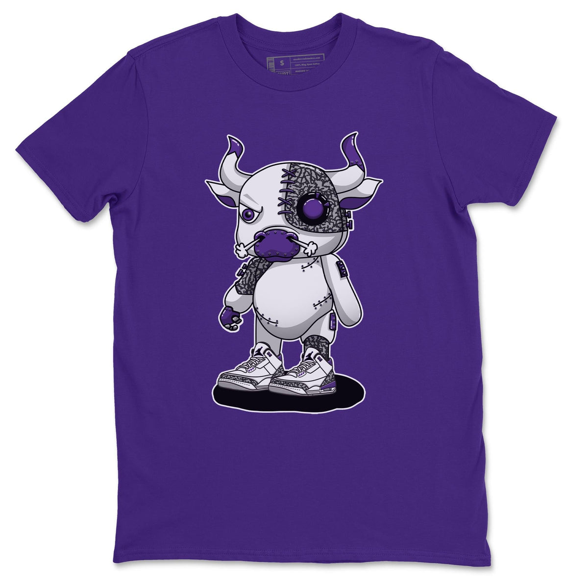 Jordan 3 Dark Iris Sneaker Matching T-Shirt Cyborg Bull Sneaker Tees Jordan 3 Dark Iris Sneaker Release Tees Crew Neck Tees