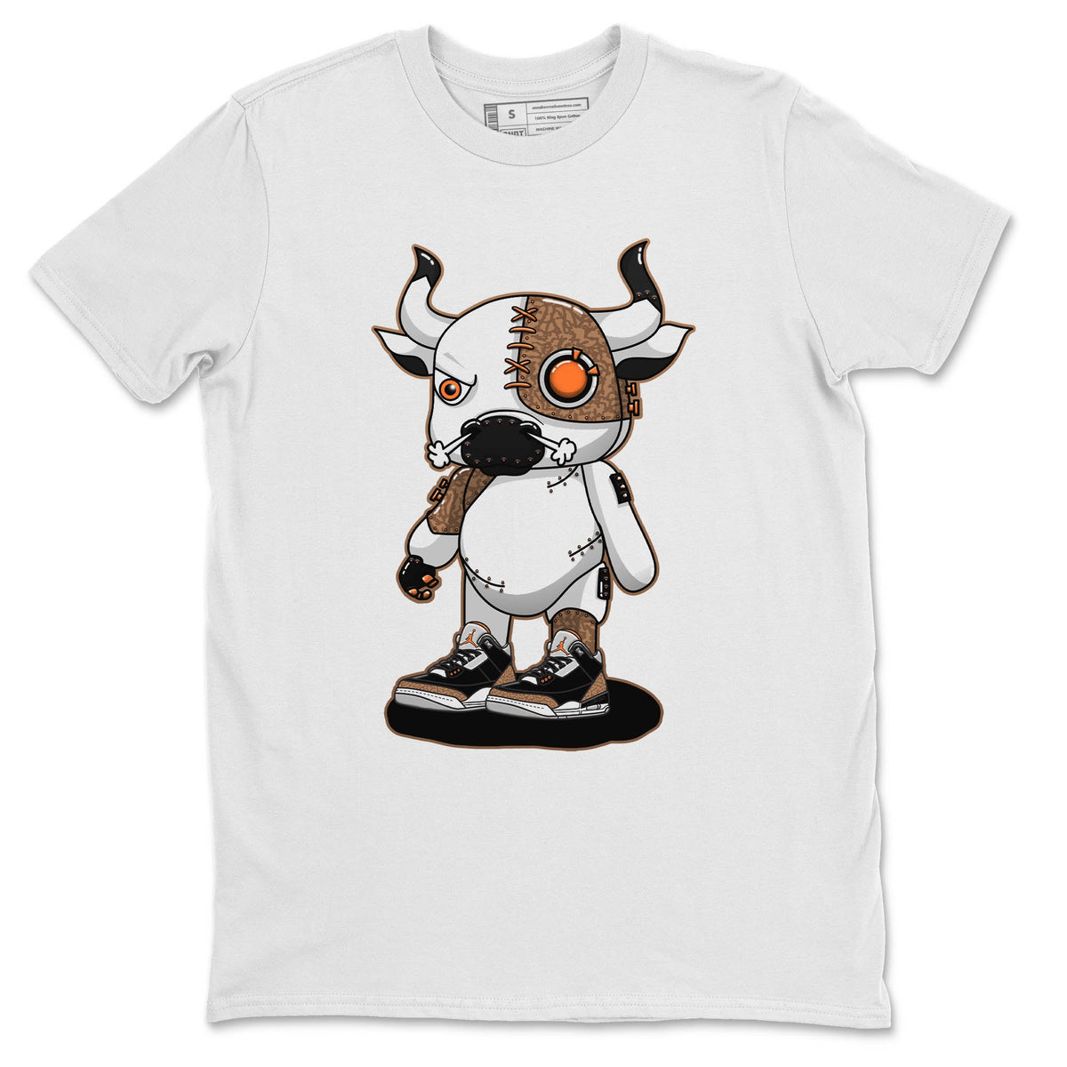 Jordan 3 Desert Elephant Sneaker Matching T-Shirt Cyborg Bull Sneaker Tees Jordan 3 Desert Elephant Sneaker Release Tees Crew Neck Tees