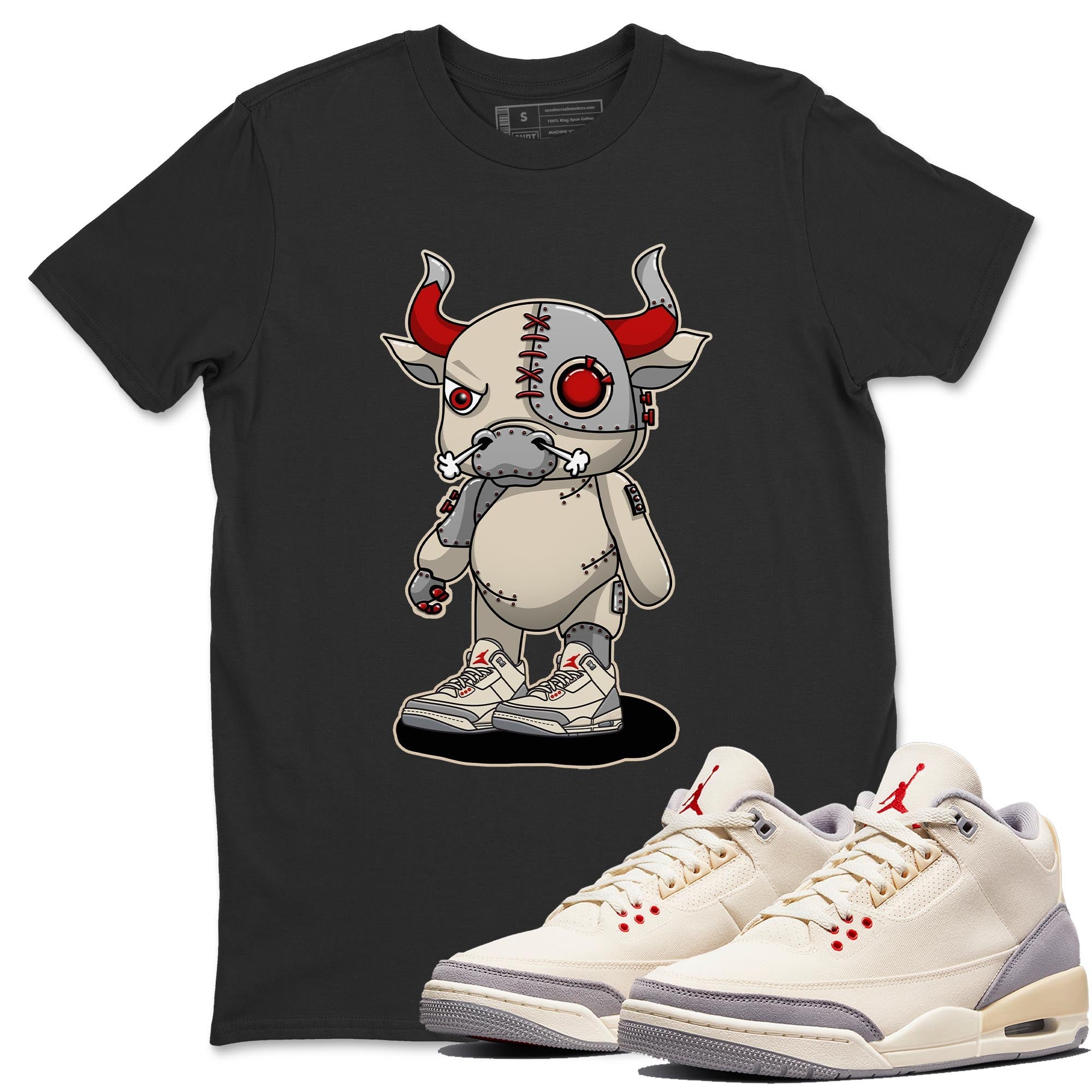 Jordan 3 Muslin Shirt To Match Jordans Cyborg Bull Sneaker Tees Jordan 3 Muslin Drip Gear Zone Sneaker Matching Clothing Unisex Shirts