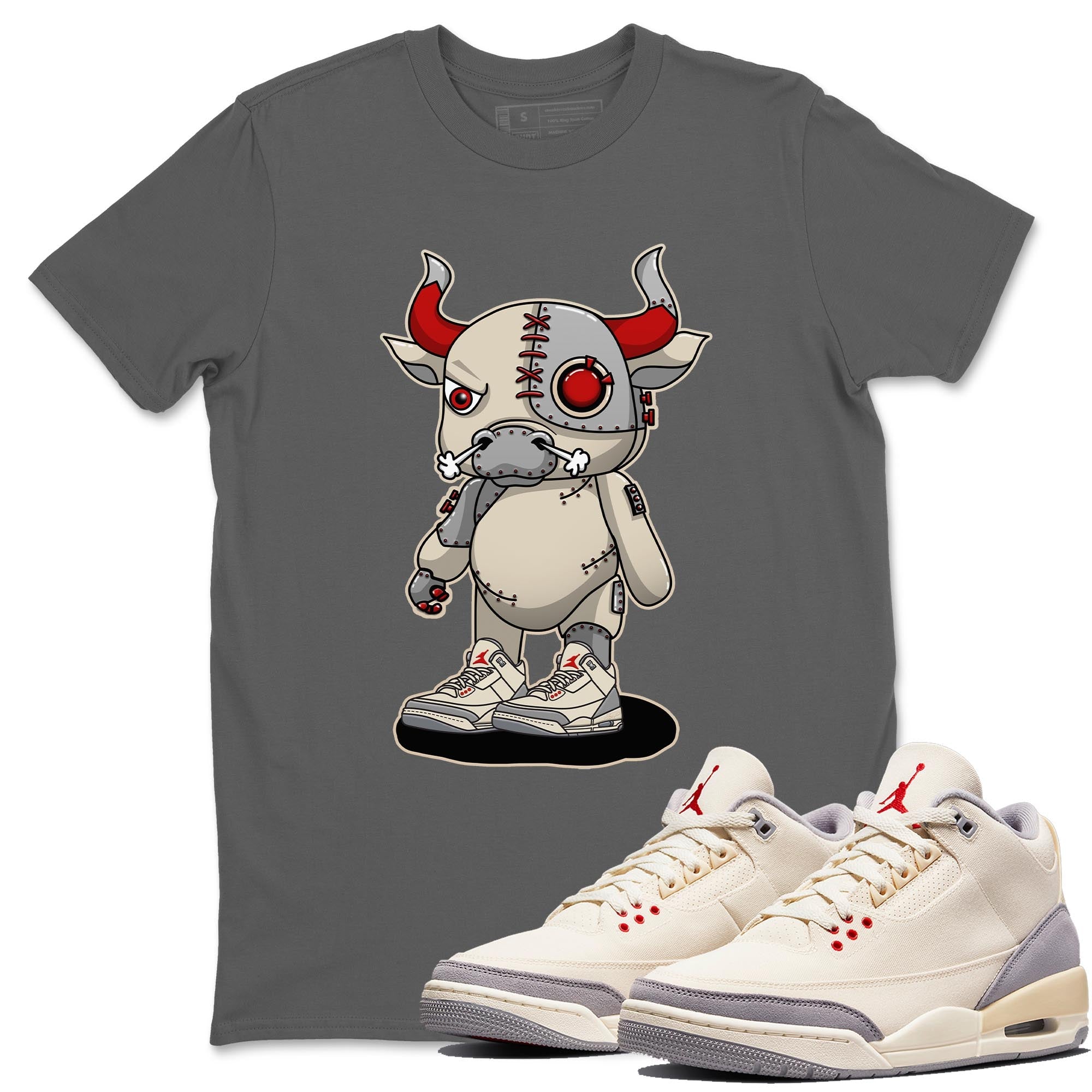 Jordan 3 Muslin Shirt To Match Jordans Cyborg Bull Sneaker Tees Jordan 3 Muslin Drip Gear Zone Sneaker Matching Clothing Unisex Shirts