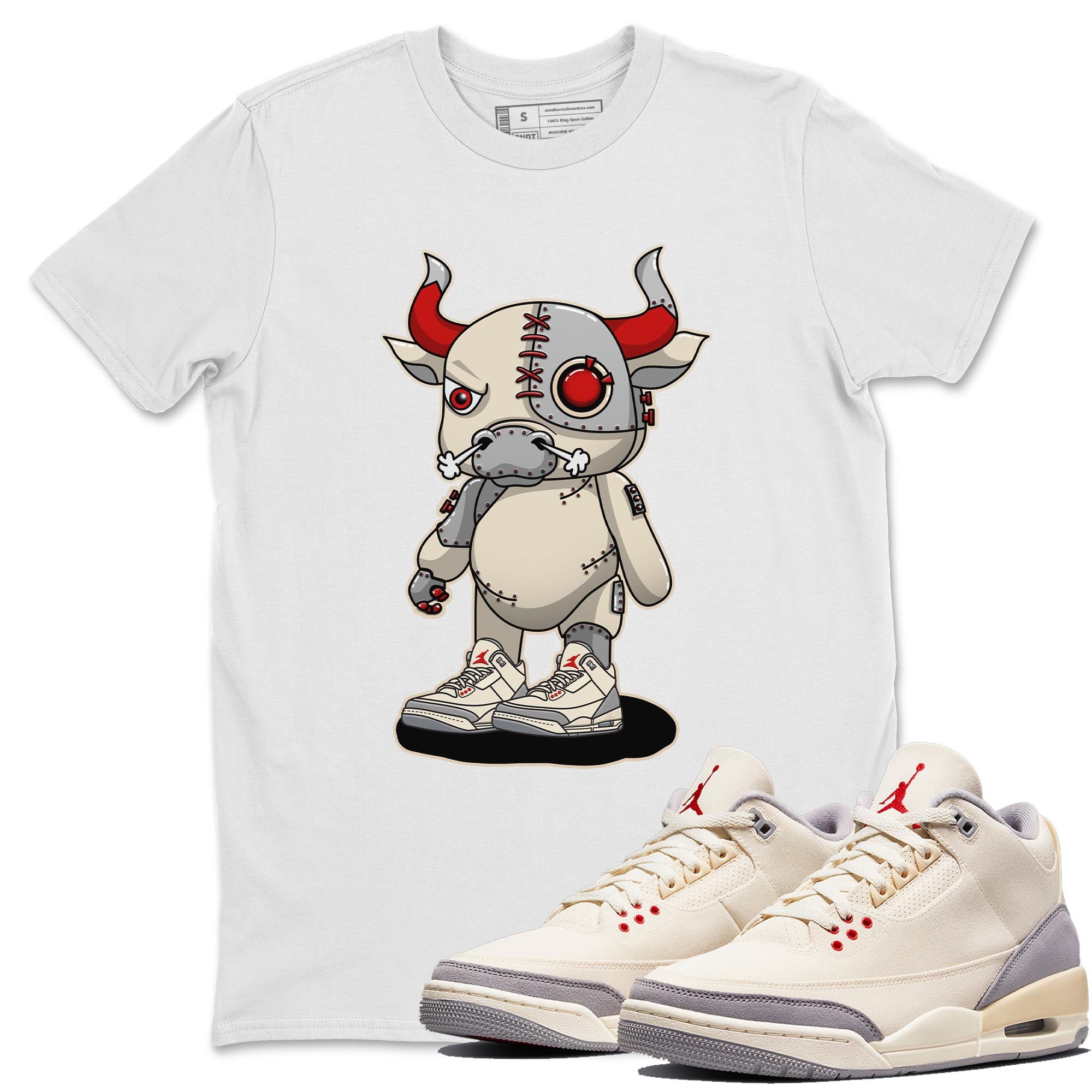 Jordan 3 Muslin Shirt To Match Jordans Cyborg Bull Sneaker Tees Jordan 3 Muslin Drip Gear Zone Sneaker Matching Clothing Unisex Shirts