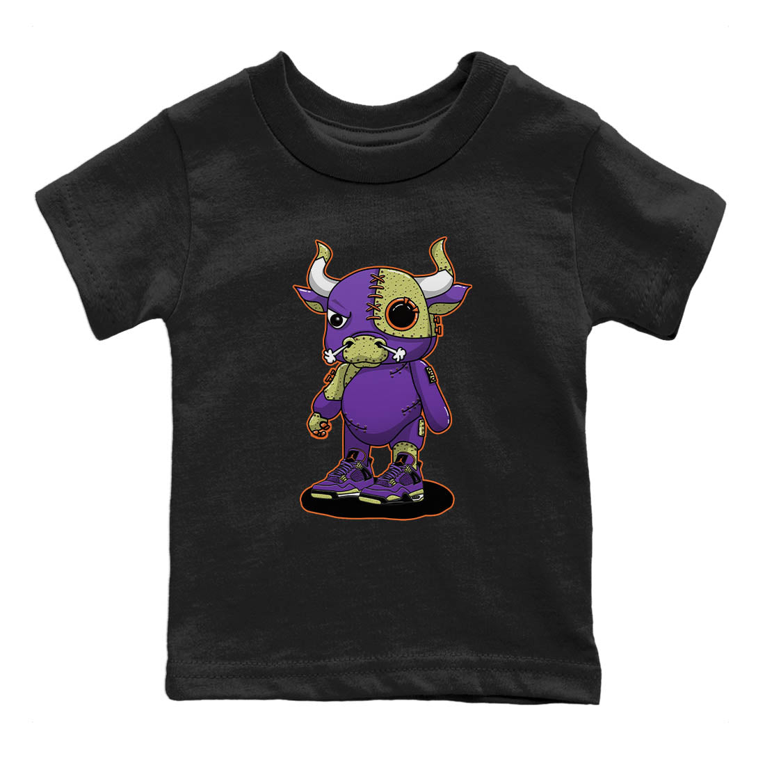 Jordan 4 Canyon Purple Sneaker Matching T-Shirt Cyborg Bull Sneaker Tees Jordan 4 Canyon Purple Sneaker Release Tees Kids Shirts