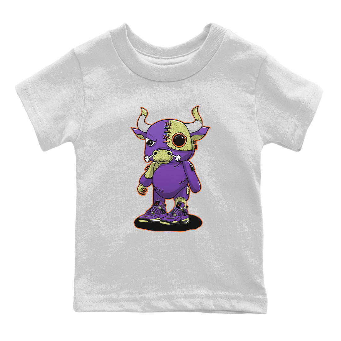 Jordan 4 Canyon Purple Sneaker Matching T-Shirt Cyborg Bull Sneaker Tees Jordan 4 Canyon Purple Sneaker Release Tees Kids Shirts